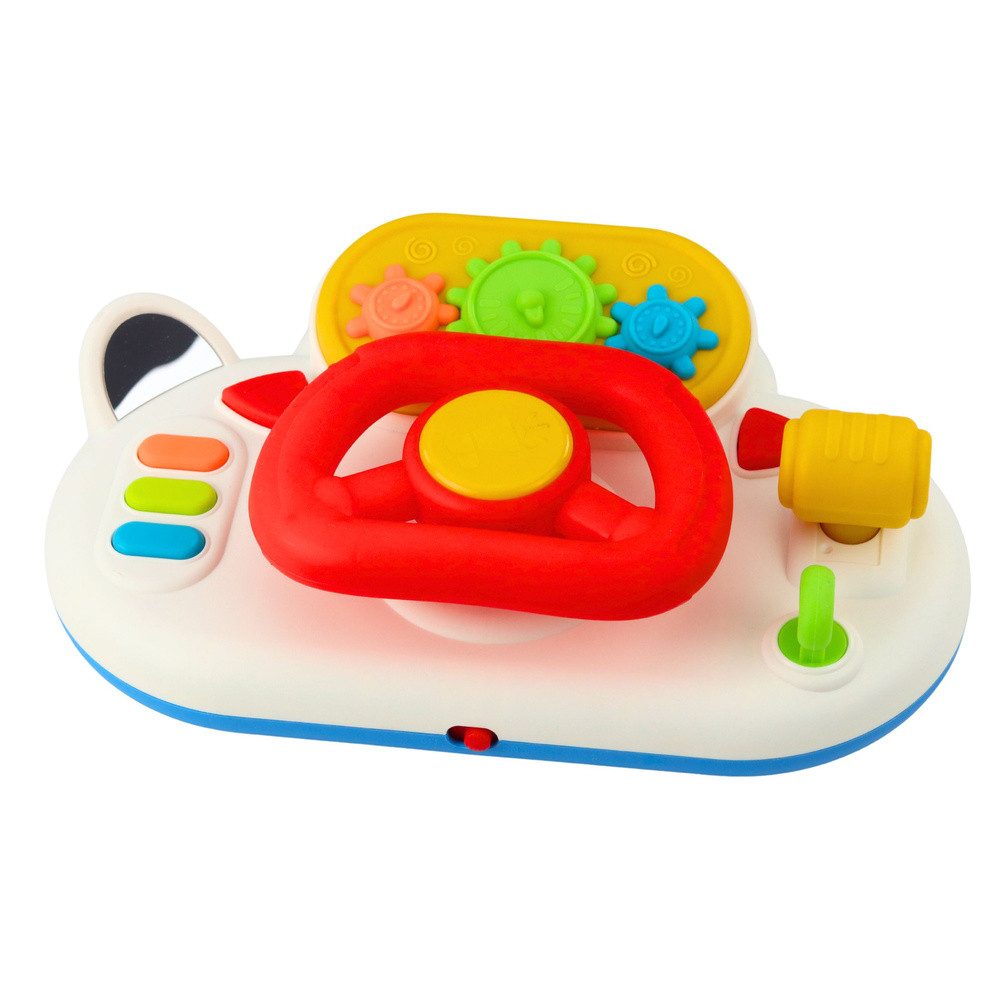 LEAN TOYS Spielzeug-Lenkrad Fahrsimulator Lenkradspielzeug Motorikspielzeug, (Spar-Set, 1-tlg., 28 x 18 x 7 cm bunt), Licht- & Soundeffekte, drehbares Lenkrad, Schalthebel