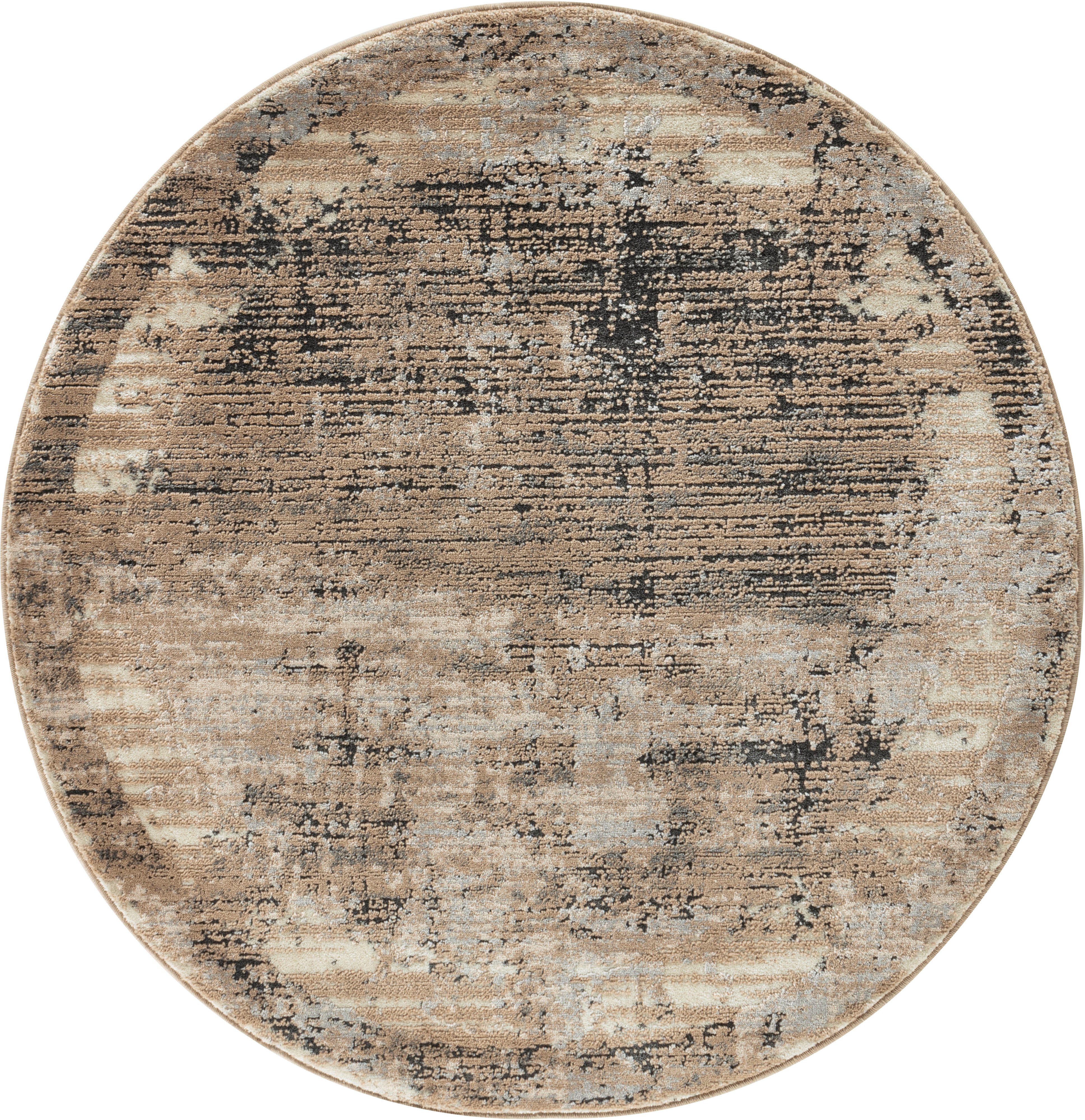 Teppich Hamsa, Leonique, rund, Höhe: 9 mm, dezenter Glanz, Schrumpf-Garn-Effekt, im Vintage-Look, dichte Qualität