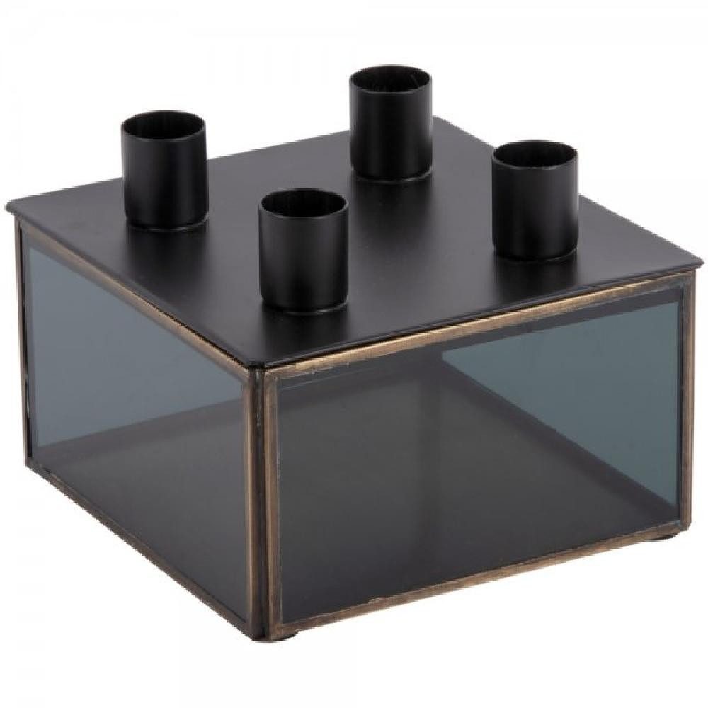 Present Time Adventskranz Kerzenhalter Boxed Square Glass Black