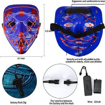 Daskoo Verkleidungsmaske Halloween LED Maske,3 Beleuchtungsmodi LED Masken Halloween, (1-tlg), für Kostümspiele Cosplays Feste und Partys