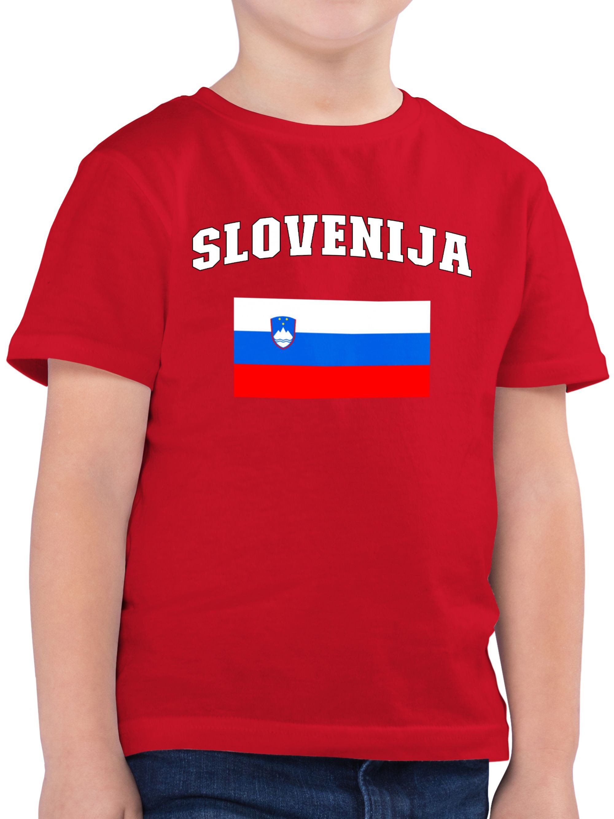 T-Shirt Slovenija Schriftzug mit Flagge, Slowenien, Slovenia