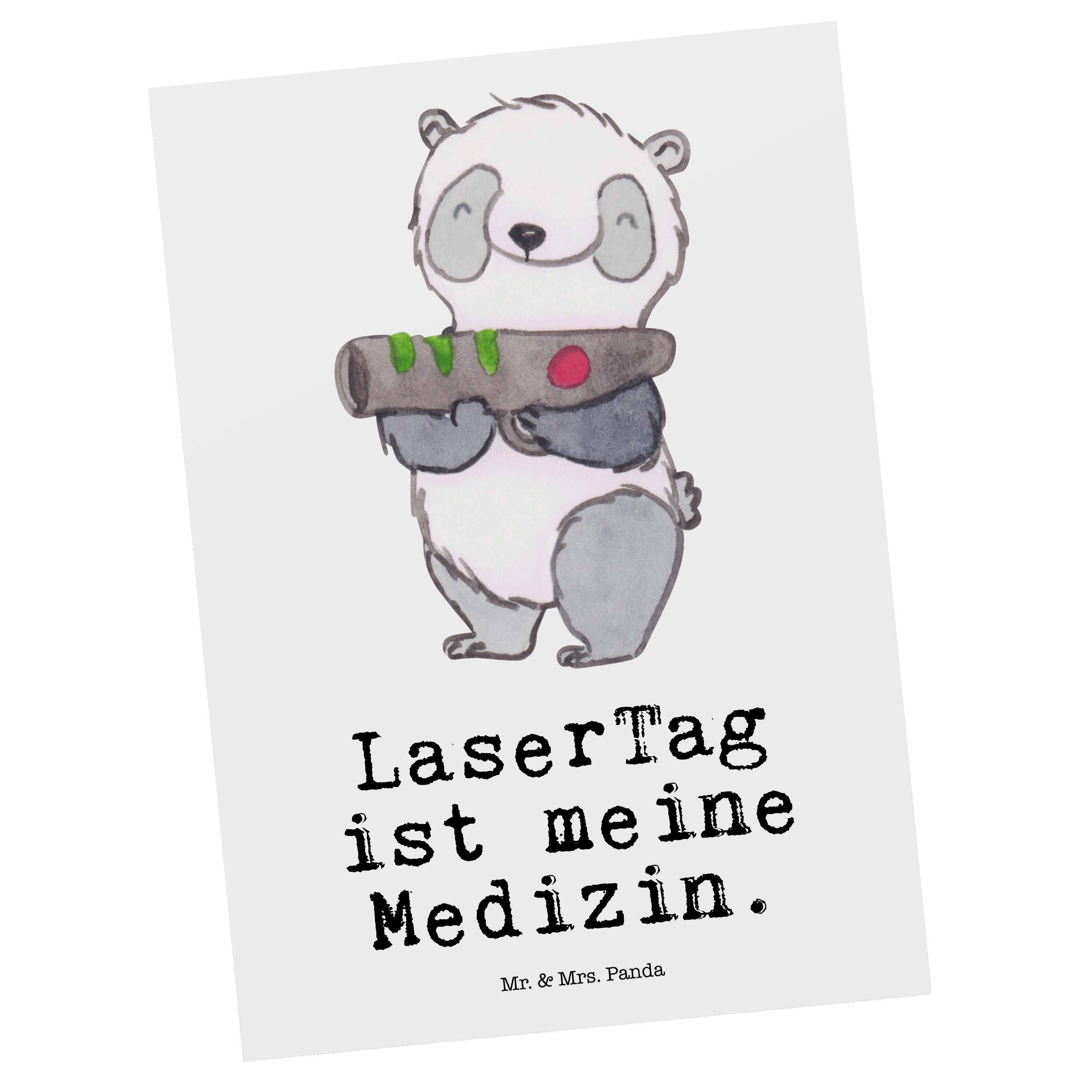 Mr. & Mrs. Panda Postkarte Panda LaserTag Medizin - Weiß - Geschenk, Hobby, Auszeichnung, Dankes