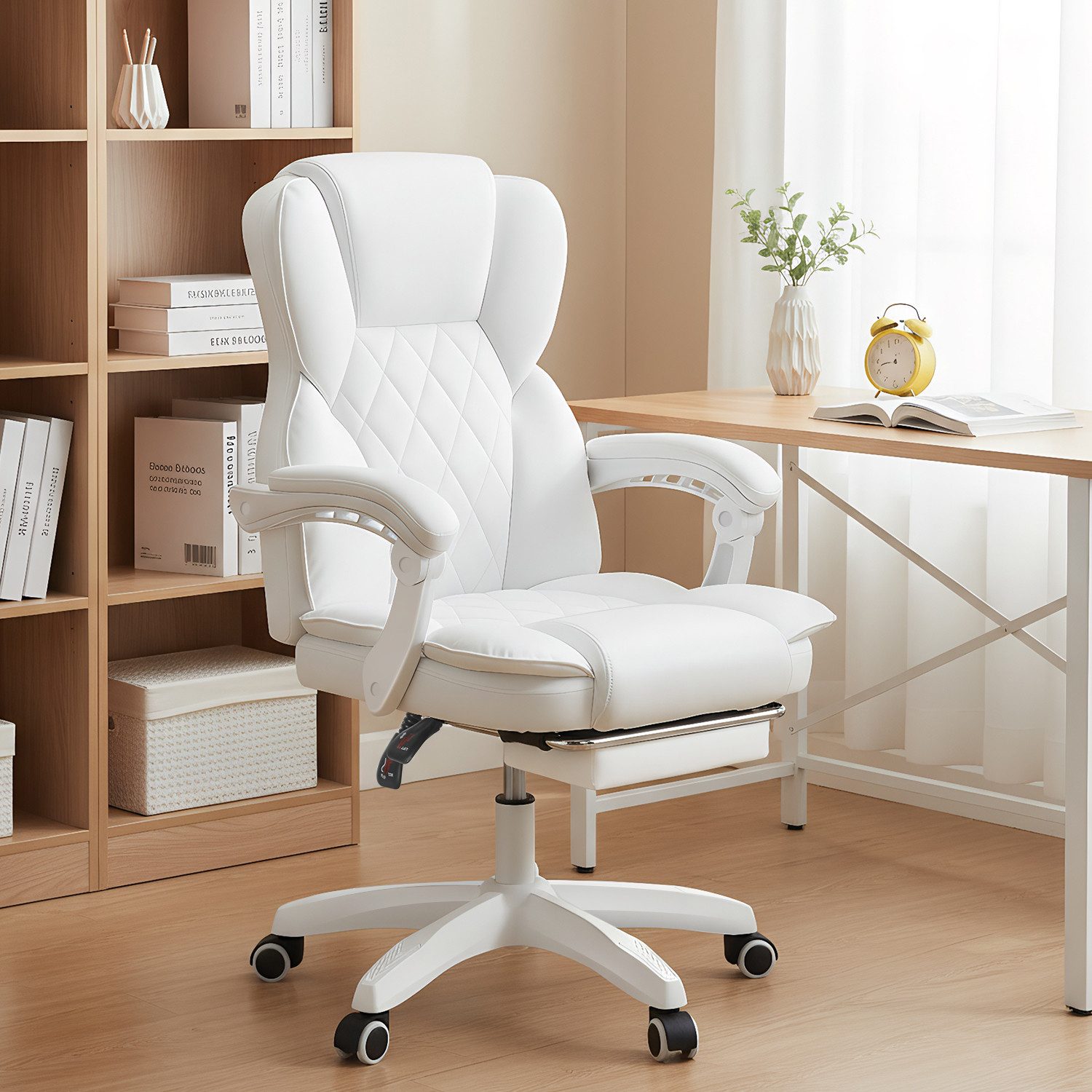 oyajia Bürostuhl Ergonomisch,mit Fußstütze, 135° neigbar (Drehstuhl aus PU günstig online kaufen