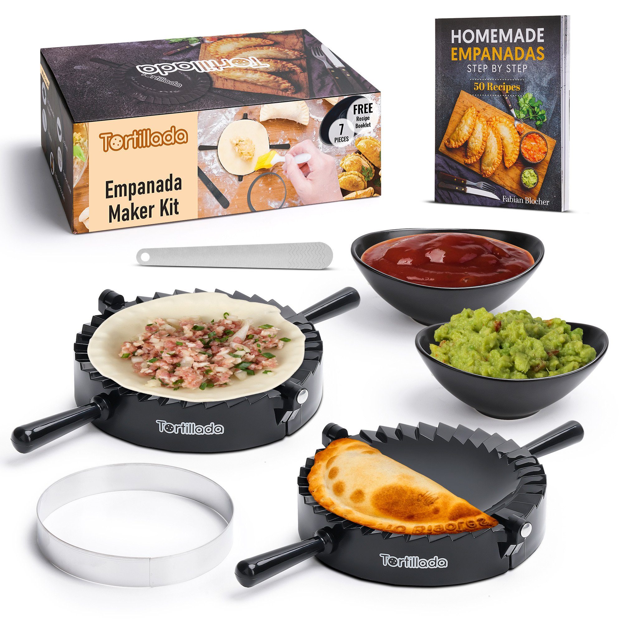 Tortillada Ausstechform Empanada und Teigtaschen, Kunststoff, (Set, 7-St., 7-teiliges Empanada-Set), für Empanadas, Ravioli und Teigtaschen