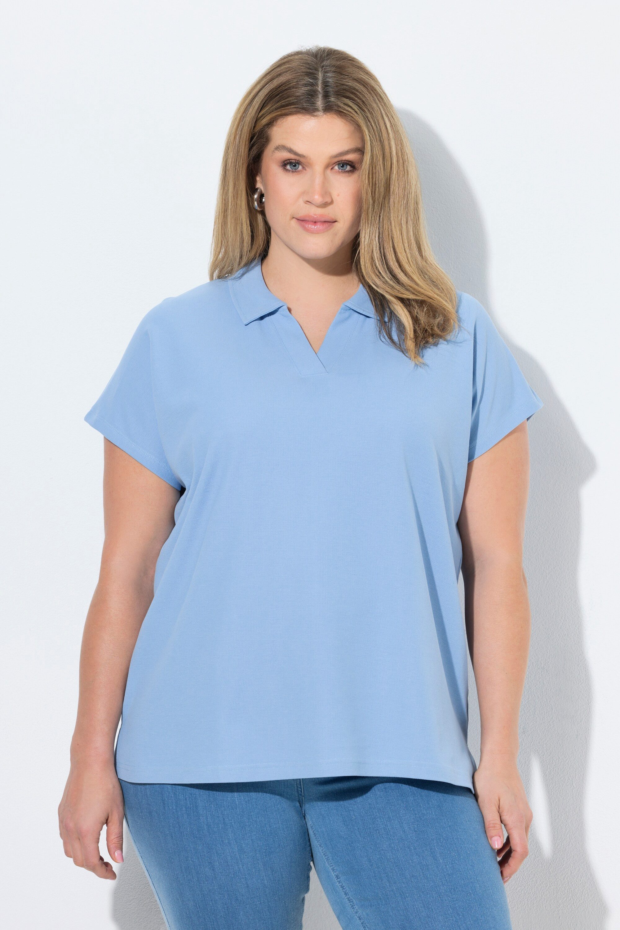 Ulla Popken Poloshirt Poloshirt Oversized Polokragen Halbarm