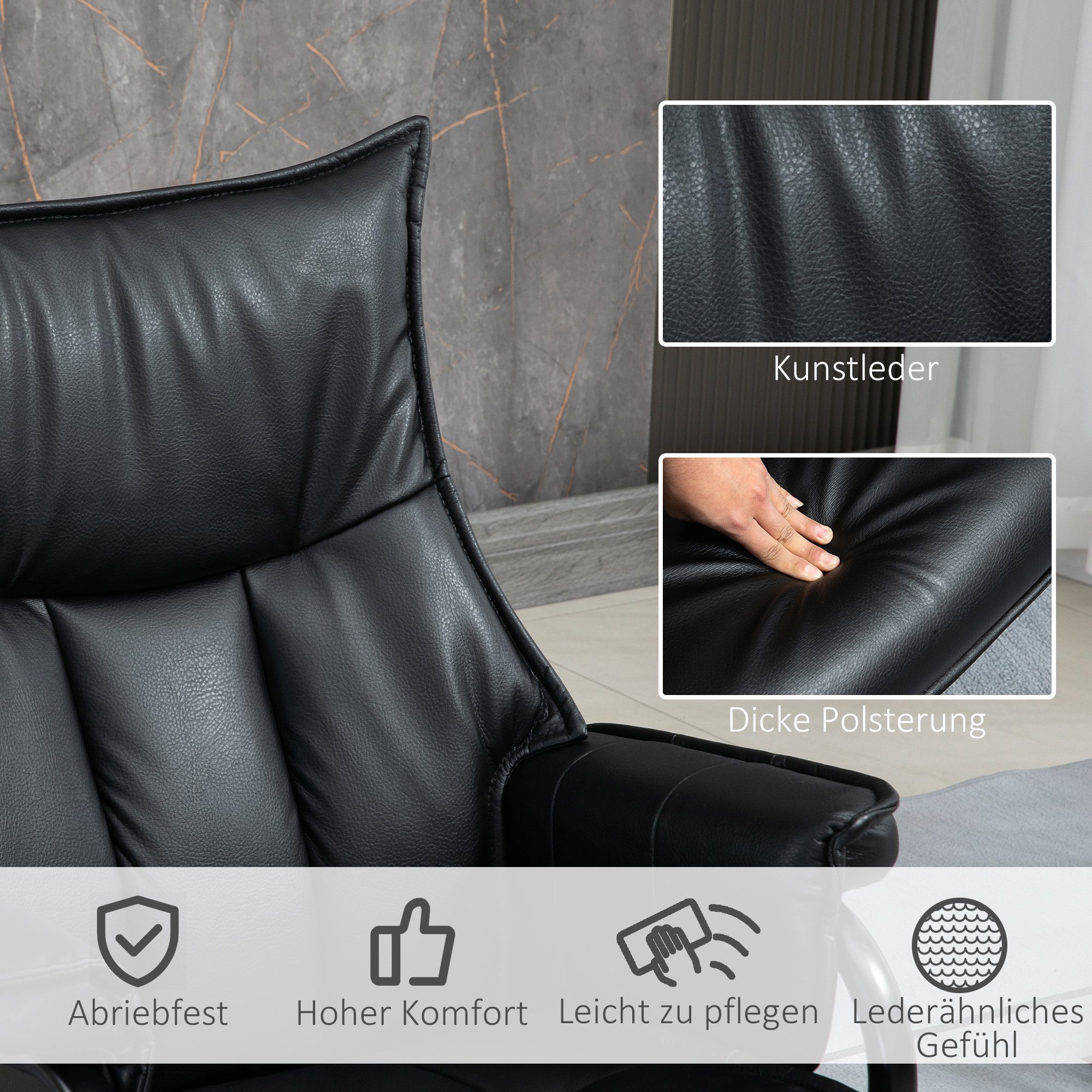 Ruhesessel, TV-Sessel (Set, HOMCOM Büro Wohnzimmer, Fernsehsessel), 2-St., für Liegefunktion Relaxsessel mit drehbarer