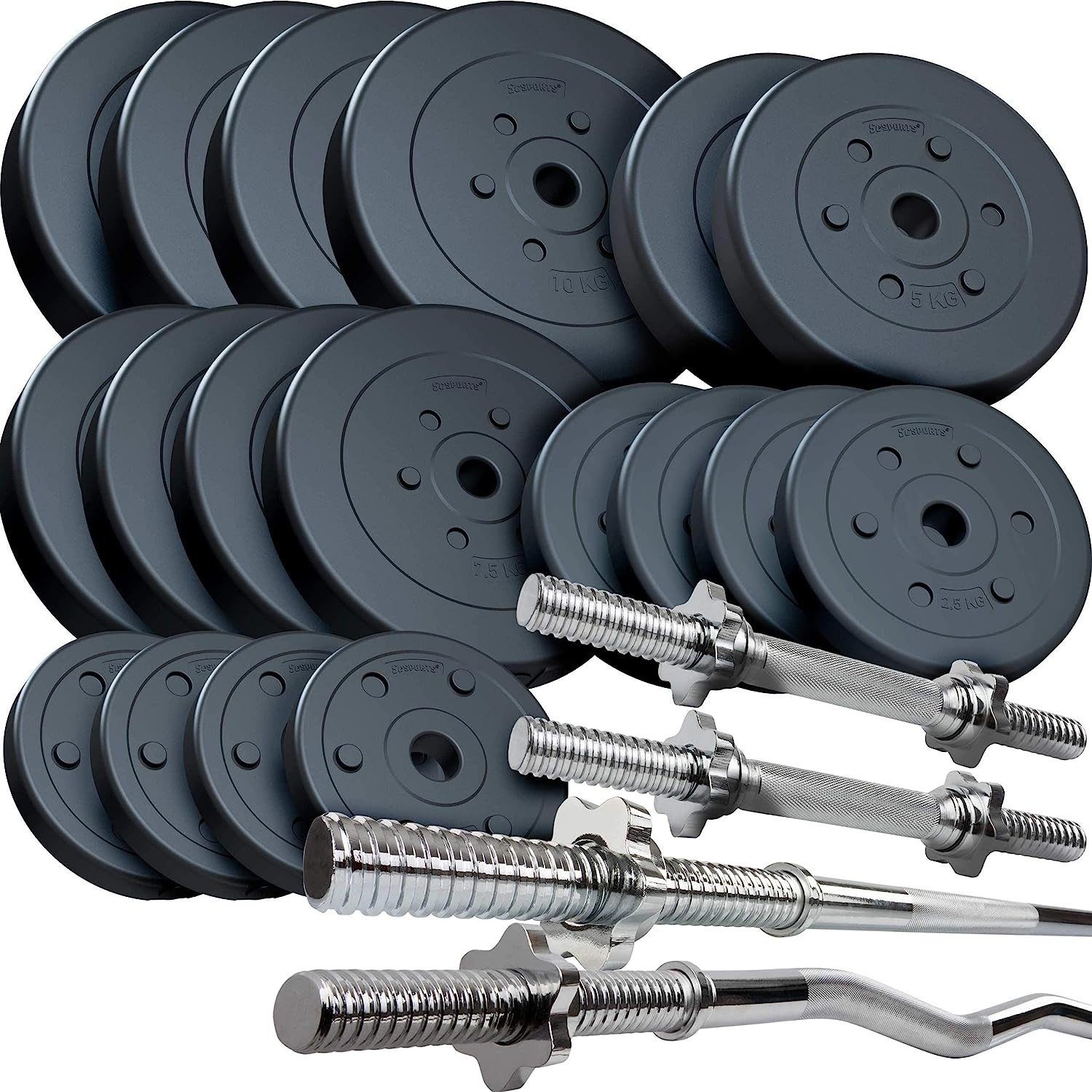 ScSPORTS® Gewichte Hanteln 116kg Kurzhanteln Stange SZ Langhantel 31mm Hantel-Set