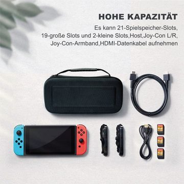 neue dawn Spielekonsolen-Tasche Tragetasche Kompatibel mit Nintendo Switch Nintendo-Controller (Harte Aufbewahrungstasche mit 21 Spielkartenfächer)