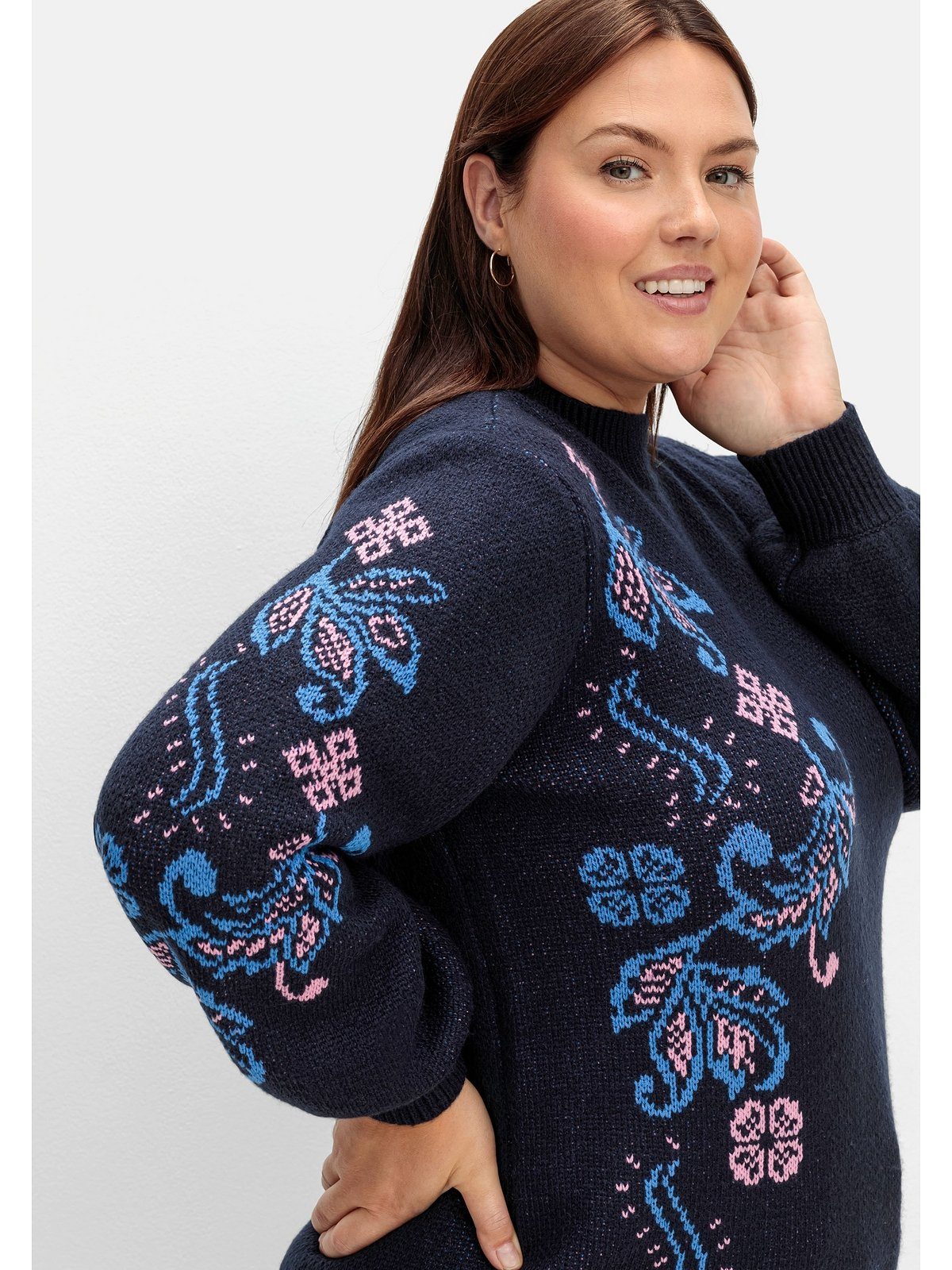 sheego by Joe Browns Stehkragenpullover Große Größen mit floralem Jacquardmuster