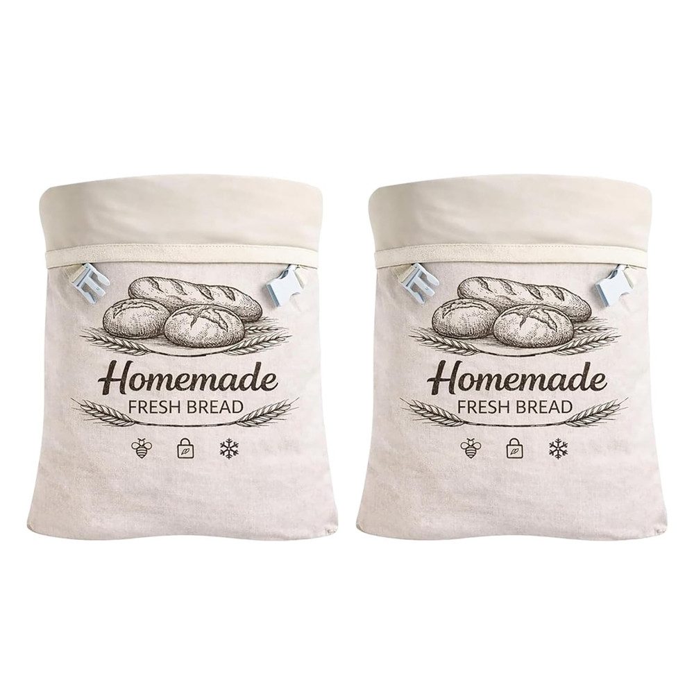 Diwzbyn Brottasche 2x Brotbeutel Bienenwachs 32x42cm, Großer Brotsack Wiederverwendbarer, (2-tlg), Brotbeutel, Aufbewahrungsbeutel für Brötchen und Backwaren
