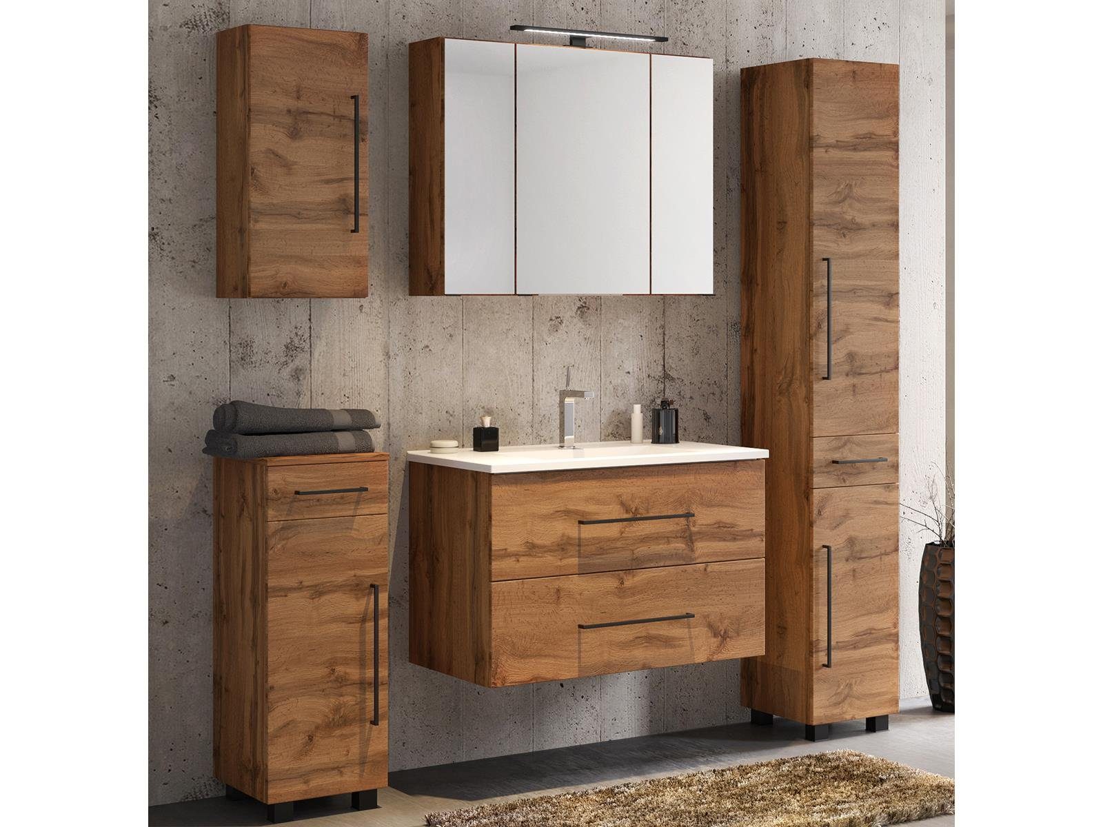 möbelando Badezimmer-Set Luzern, (5-teilig, 5-St), 170 x 180 x 47 cm (B/H/T)