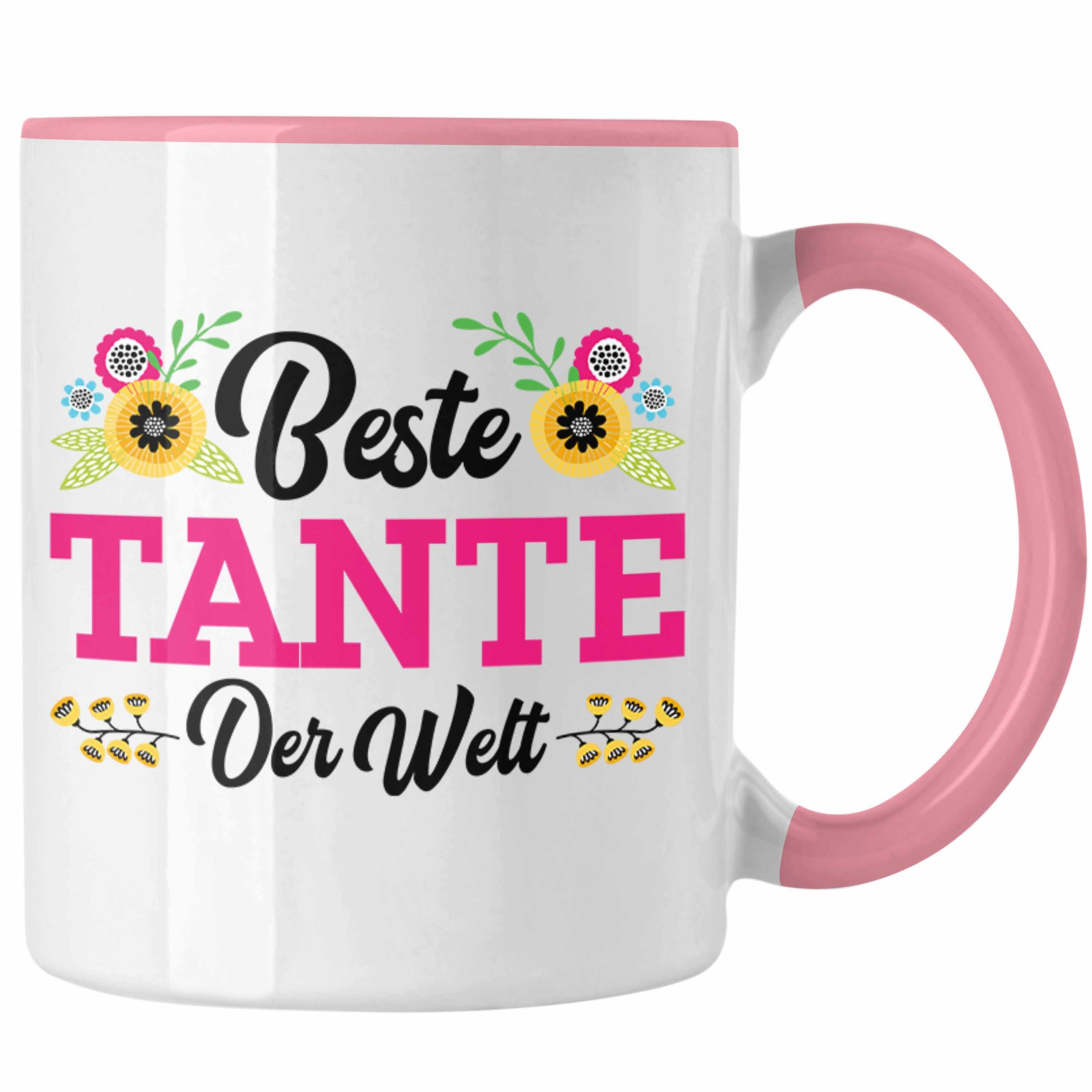 Trendation Tasse Trendation - Beste Tante der Welt Geschenk Tasse Spruch für Tante Weihnachten Lieblings Verrückte Tante Coole Geschenkidee Rosa