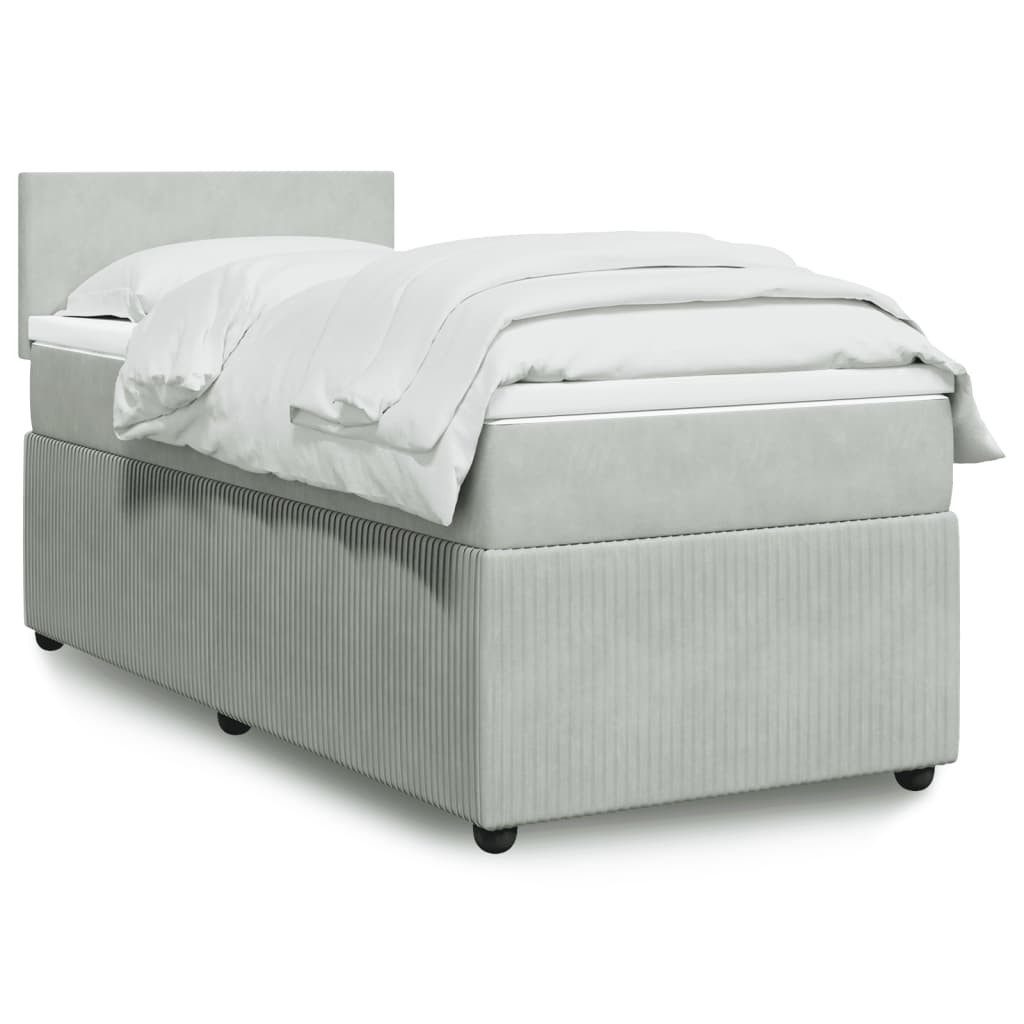 vidaXL Boxspringbett, Boxspringbett mit Matratze Hellgrau 100x200 cm Samt günstig online kaufen
