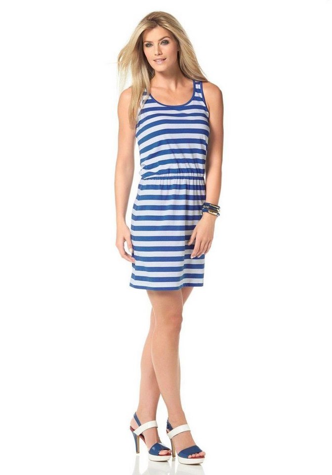 YESET Strandkleid Jersey Kleid Streifen ärmellos Ringel-Look blau weiss Gr.  32 807612