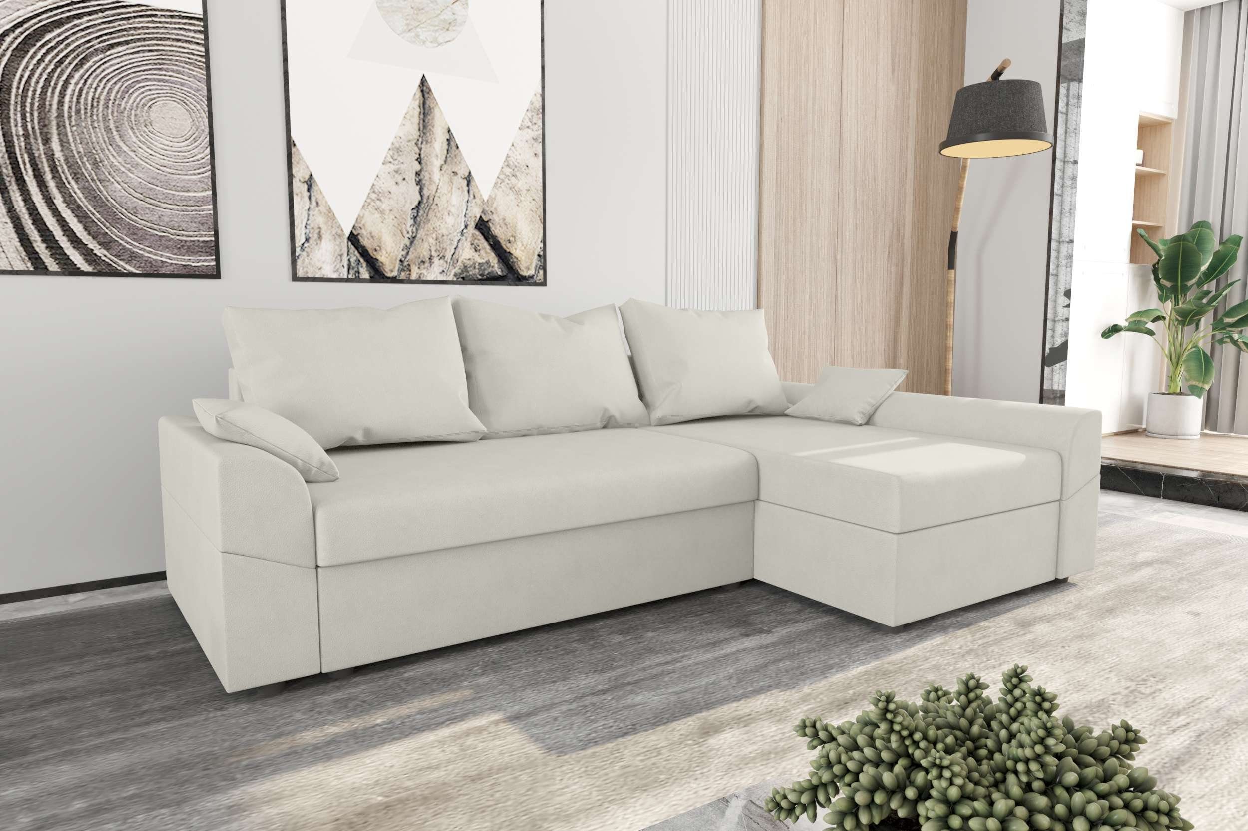 Stylefy Ecksofa Aurora, L-Form, Eckcouch, Sofa, Sitzkomfort, mit Bettfunktion, mit Bettkasten, Modern Design