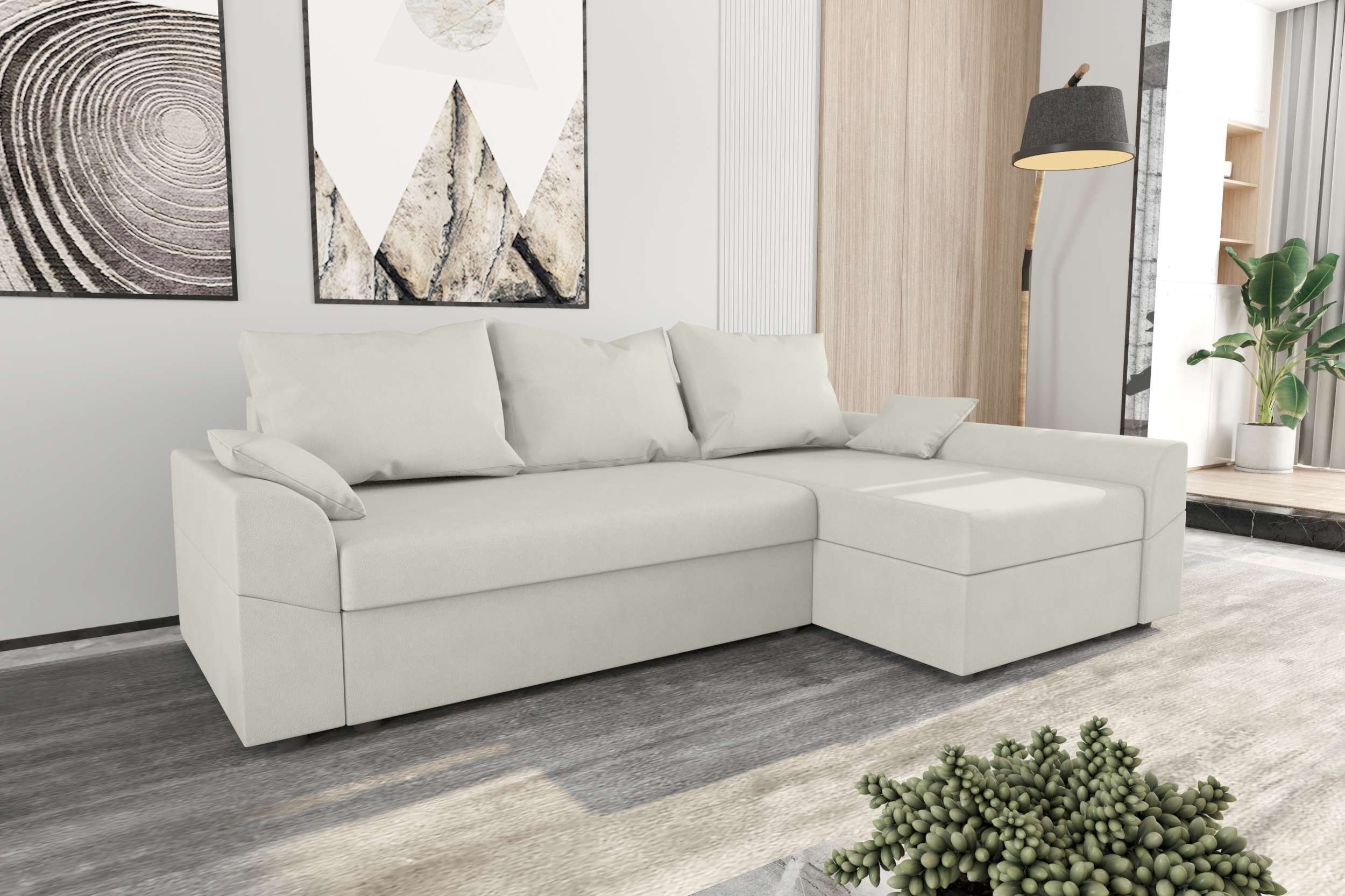 Stylefy Ecksofa Aurora, L-Form, Eckcouch, Modern mit Bettfunktion, Bettkasten, Design Sofa, mit Sitzkomfort