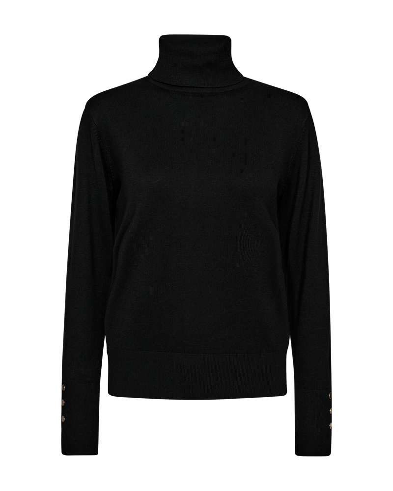 FREEQUENT Rollkragenpullover Style Katie Strickpullover mit Knopfleiste an den Ärmeln / Viskose-Stretch