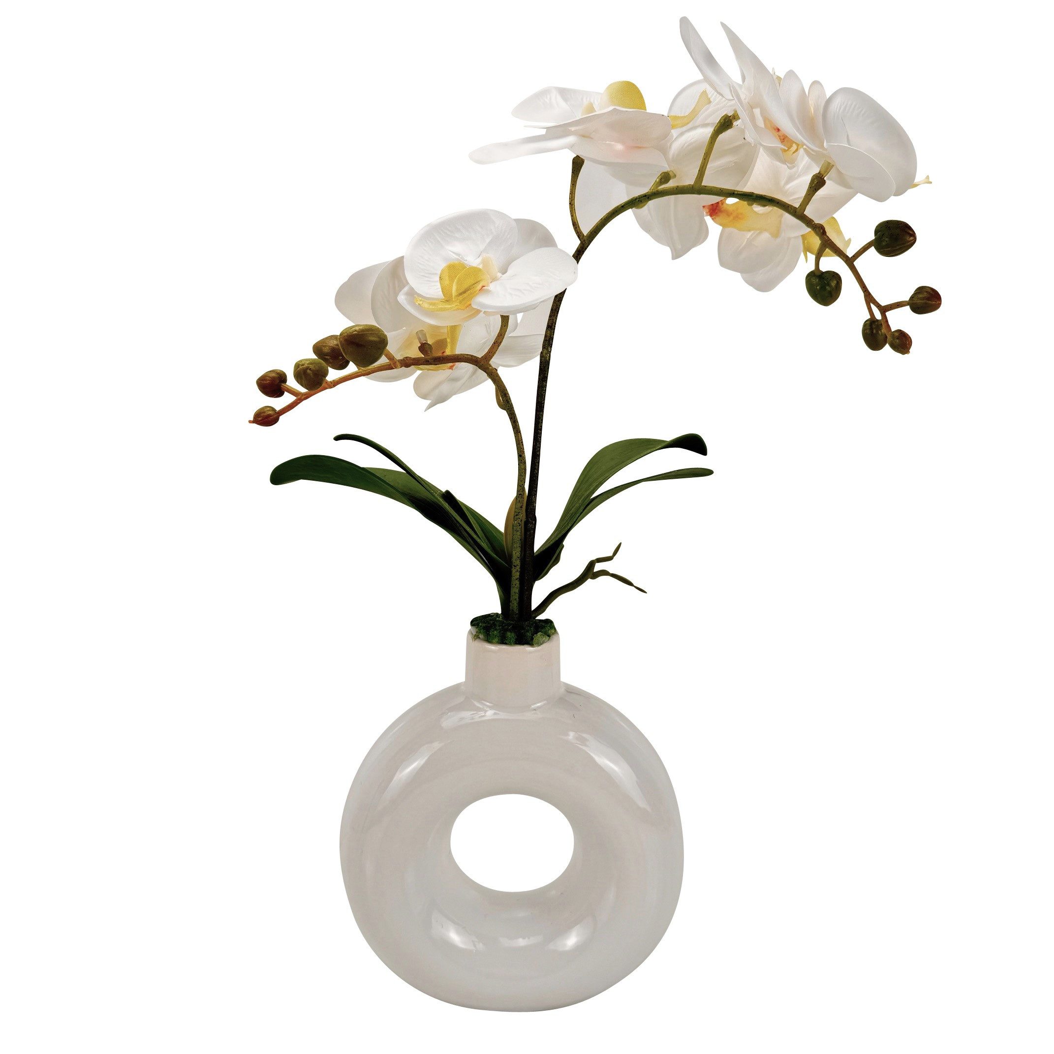 Kunstblume - Künstliche Blumen, Pflanzen im Topf, runde Vase - wie echt - O günstig online kaufen