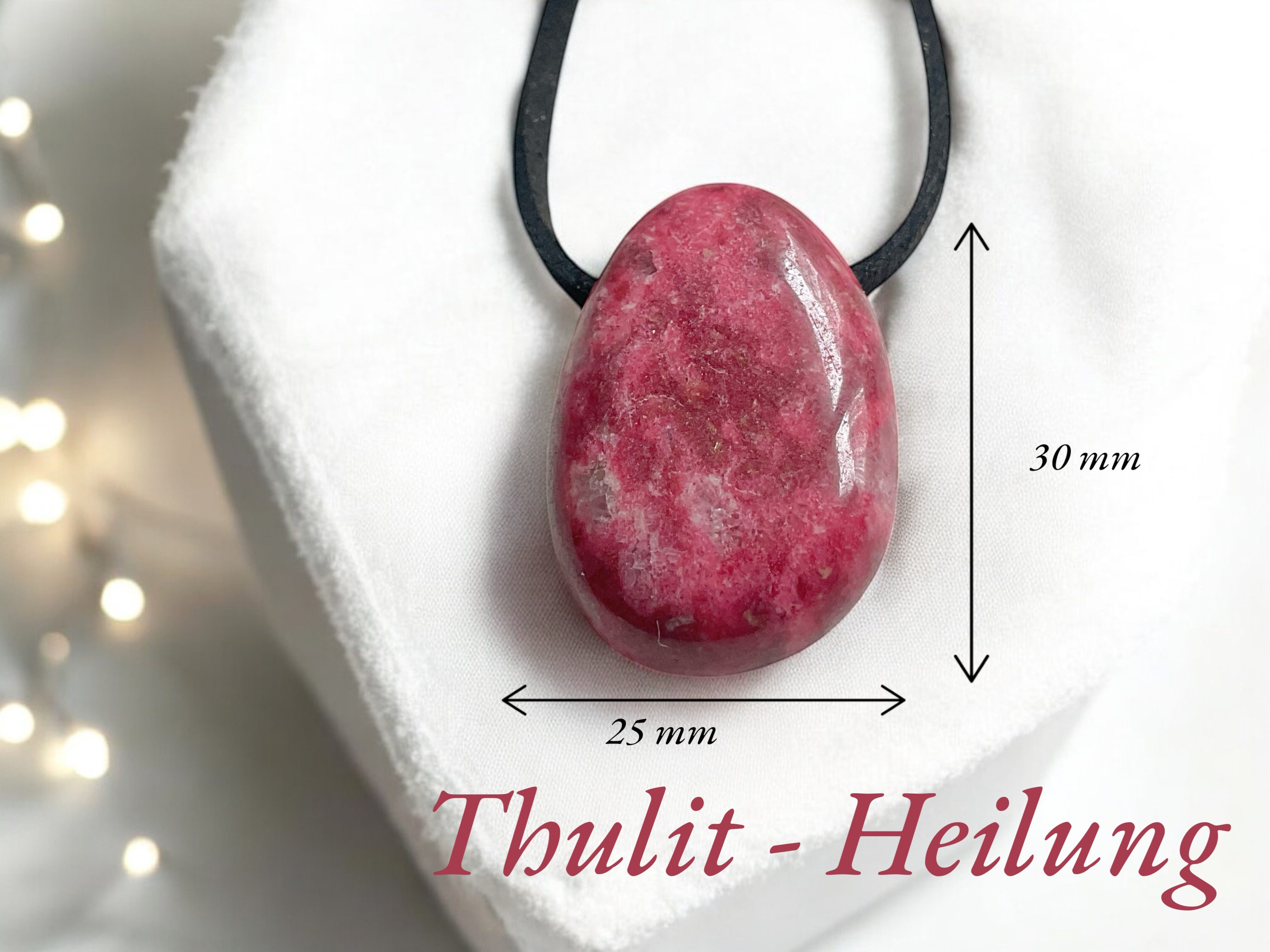 Steinfixx® Anhänger Set Edelstein Heilstein aus echtem Thulit, Tropfenanhänger (Blickfang, 1-tlg., Handarbeit, Norwegen), incl. 80 cm Wildlederband, Geschenkverpackung