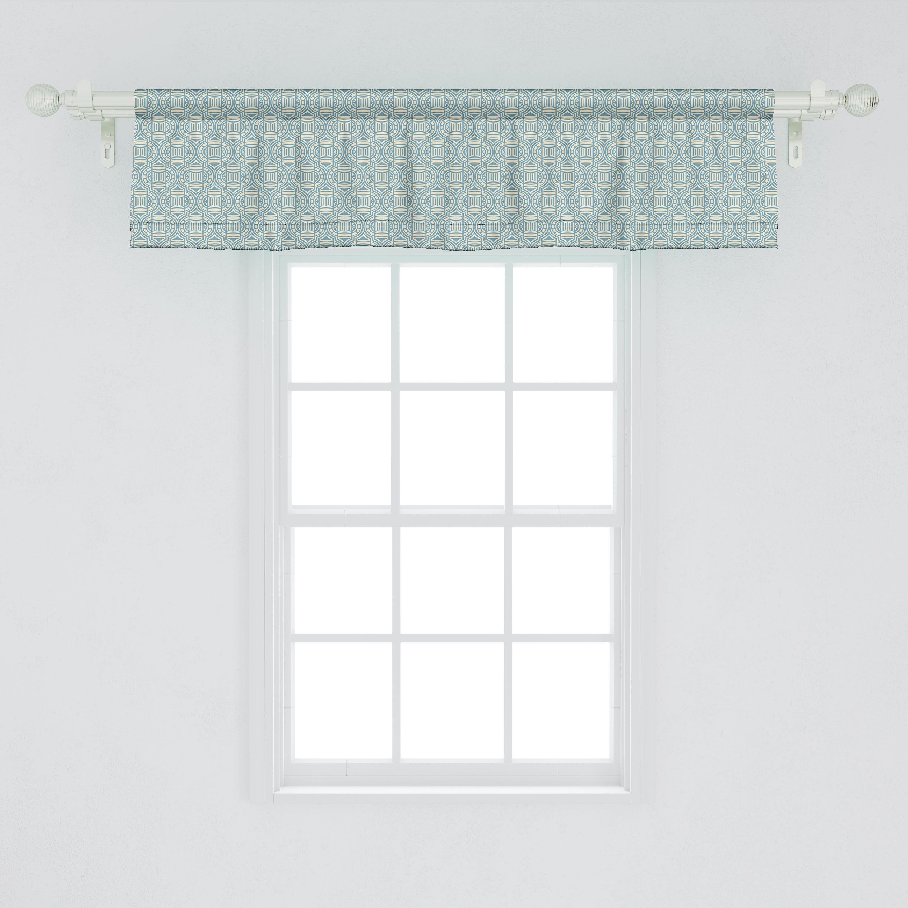 Scheibengardine Vorhang Volant für Küche mit Art Dekor Motiv Abstrakt Deco Abakuhaus, Schlafzimmer Inspiration Microfaser, Stangentasche