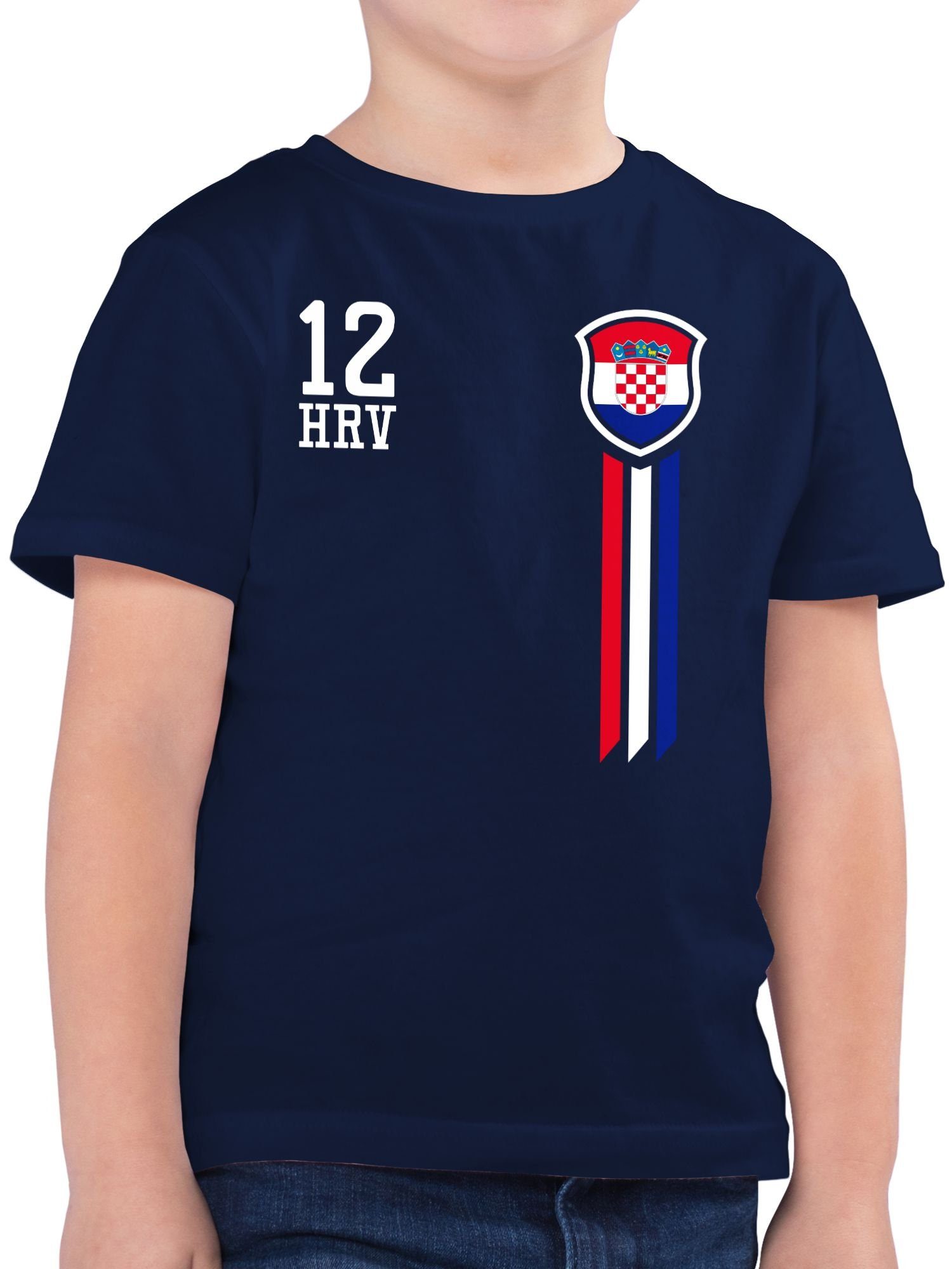 Shirtracer T-Shirt 12. Mann Kroatien Fan-Shirt Fussball EM 2024 Kinder 1 Dunkelblau