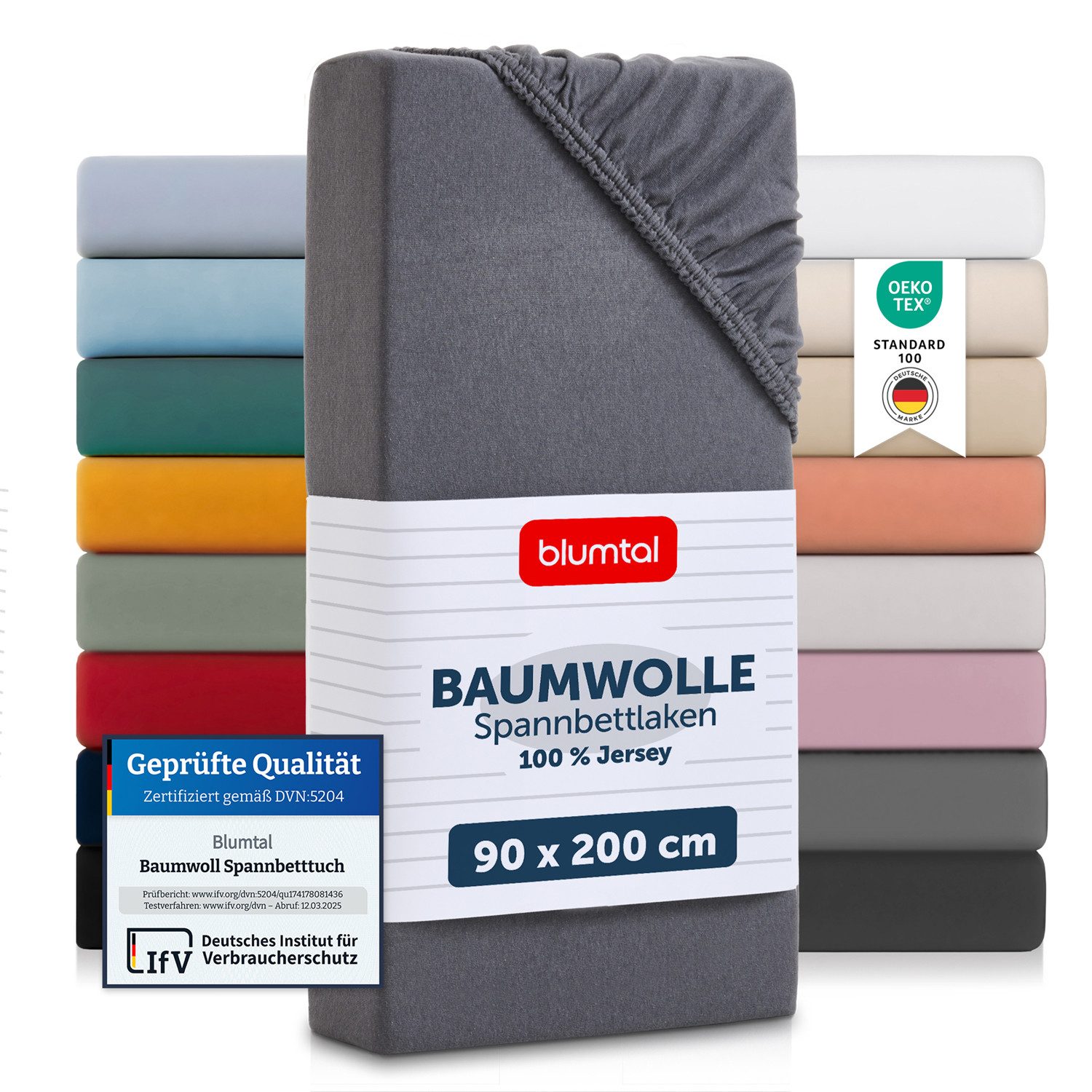 Blumtal Spannbettlaken Blumtal Basics 100% Baumwolle - Jersey, Baumwolle, Gummizug: Rundum, (2 Stück), Jersey Bettlaken - atmungsaktiv, strapazierfähig und faltenfrei