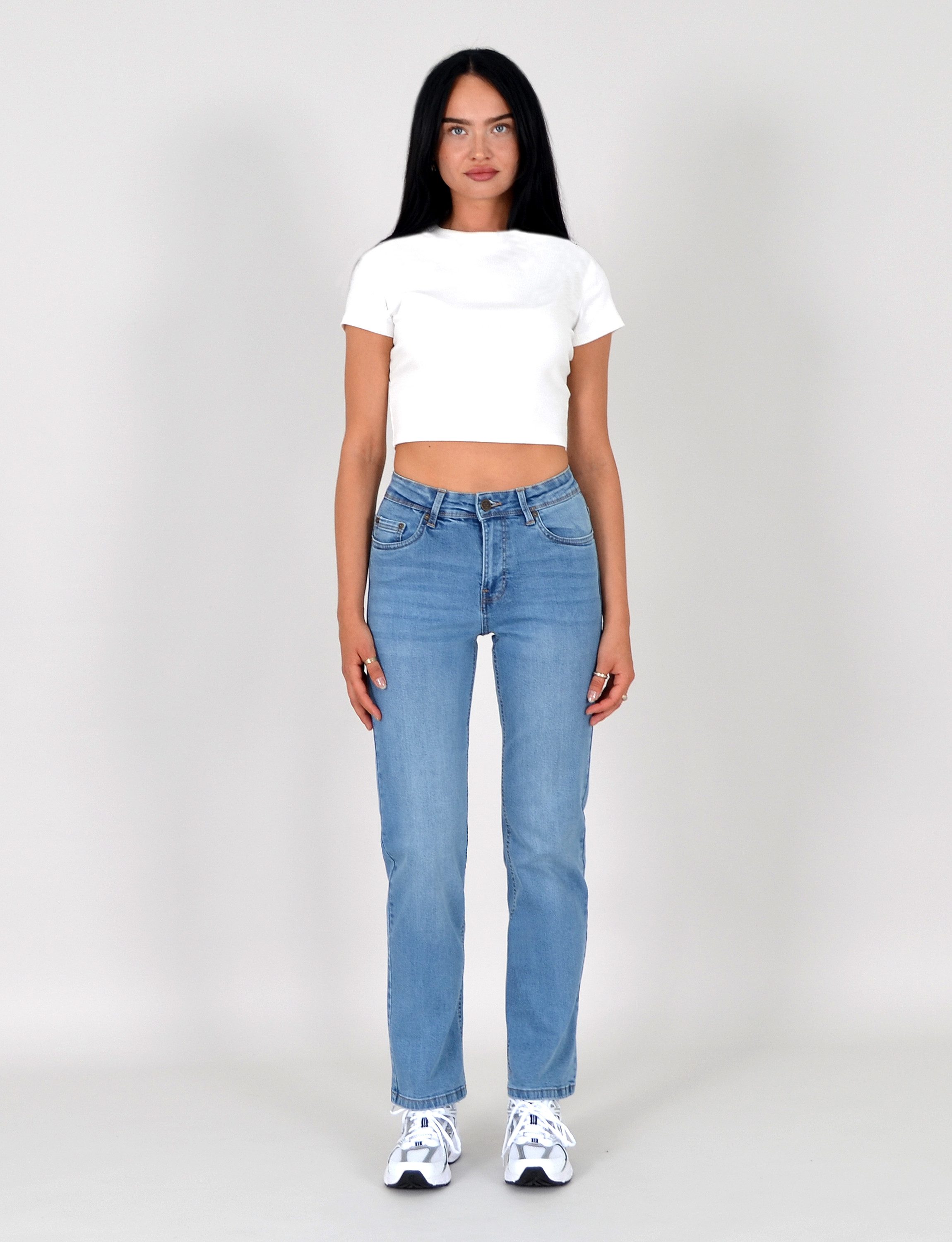 ESRA Straight-Jeans High Waist Damen Jeans Straight Leg Hose Stretch gerade günstig online kaufen