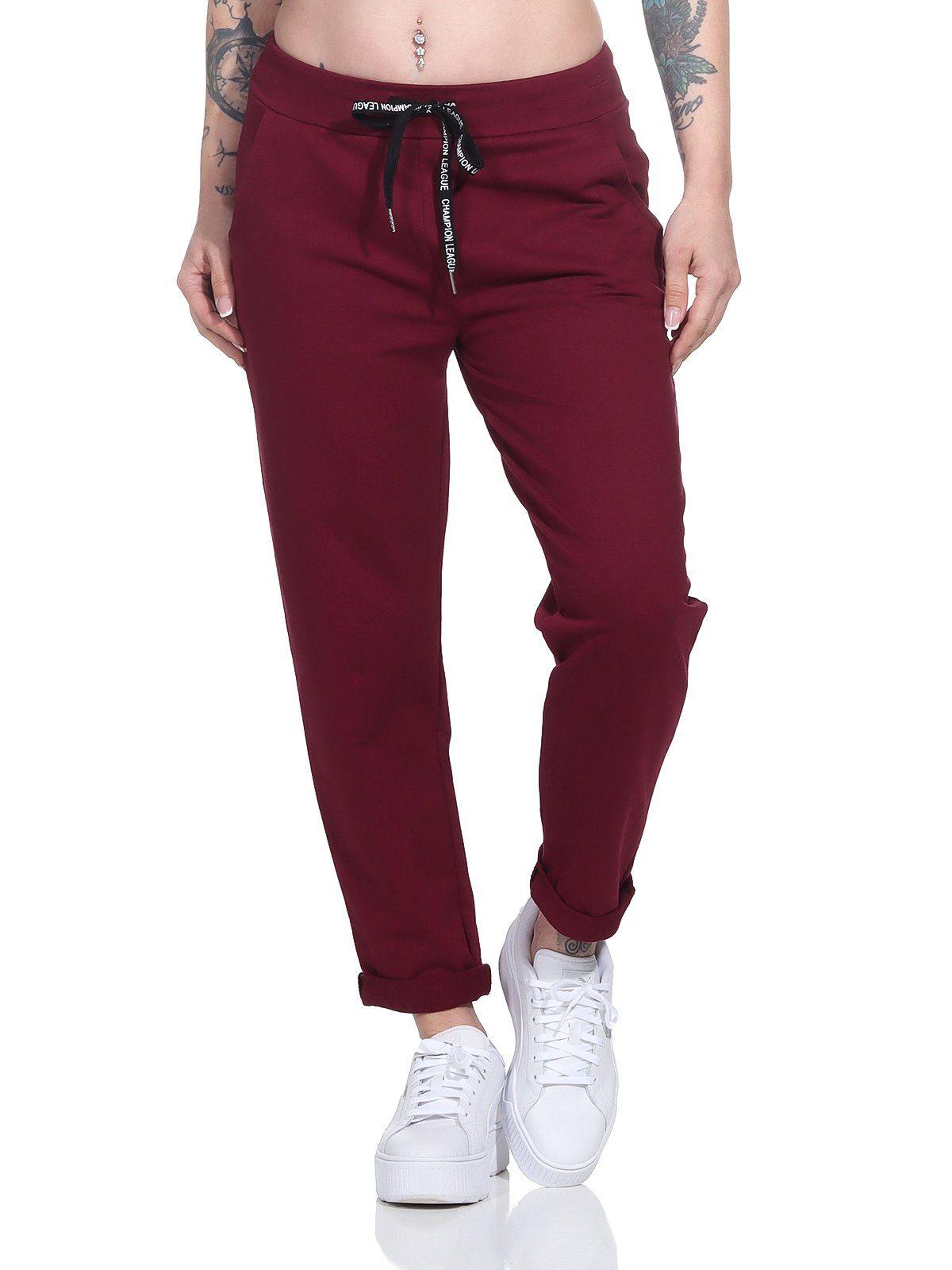 Sweatpants Klassische Damen Jogginghose bequeme Haushose mit Schnürung