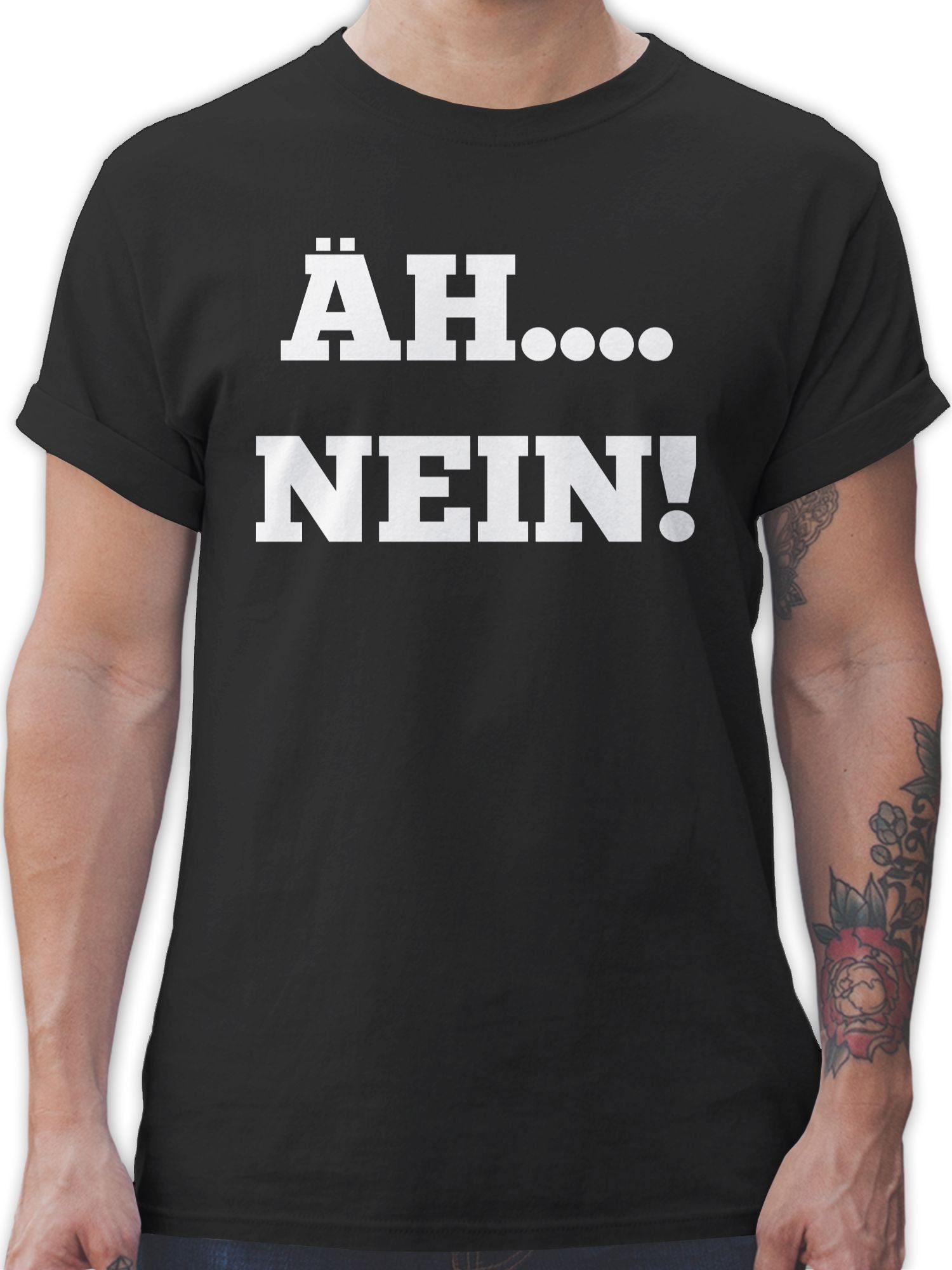 Shirtracer T-Shirt Äh.... Sprüche Schwarz Spruch Nein! Statement mit 1