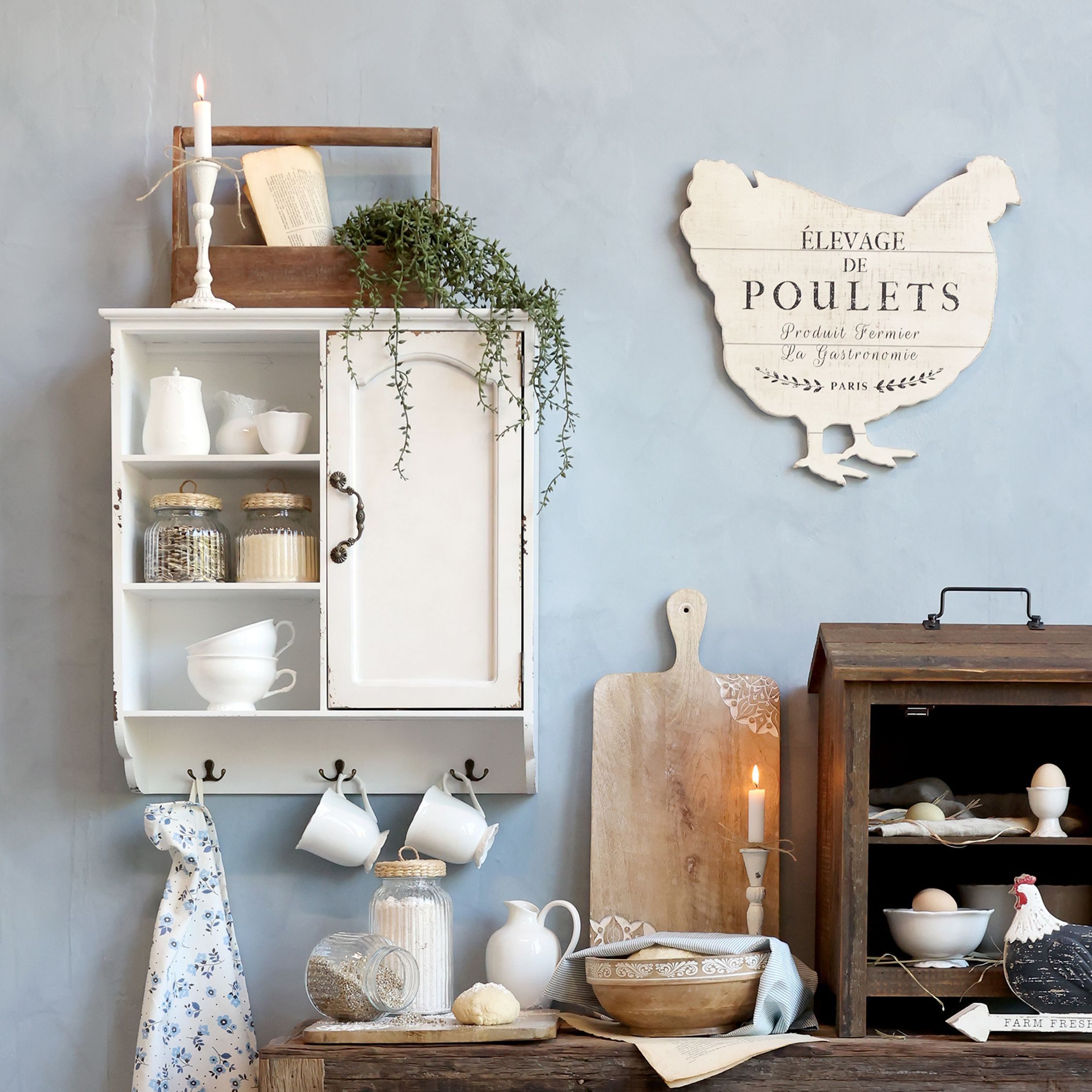 Chic Antique Bild Schild Poulets Wanddeko günstig online kaufen