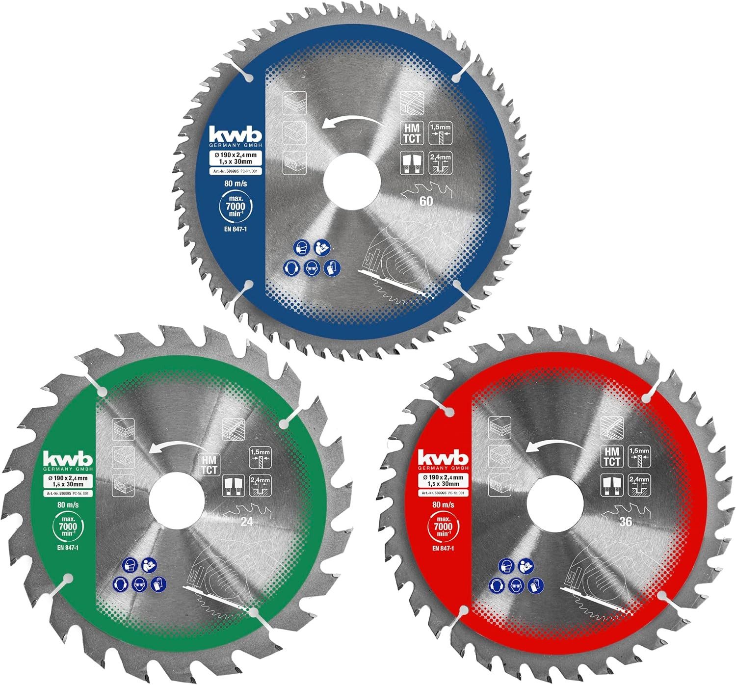 kwb Kreissägeblatt kwb 3-teiliges Kreissägeblatt-Set 160 x 25/20 / 16 mm für Handkreis-Sä, kwb 3-teiliges Kreissägeblatt-Set 160 x 25/20 / 16 mm für Handkreis-Sä