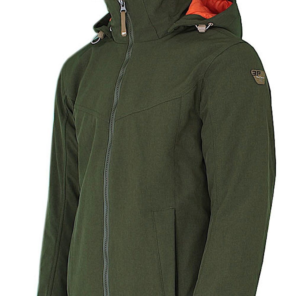 gefüttert Icepeak Kapuze, Winterjacke Softshelljacke abnehmbarer mit Talus warm olive