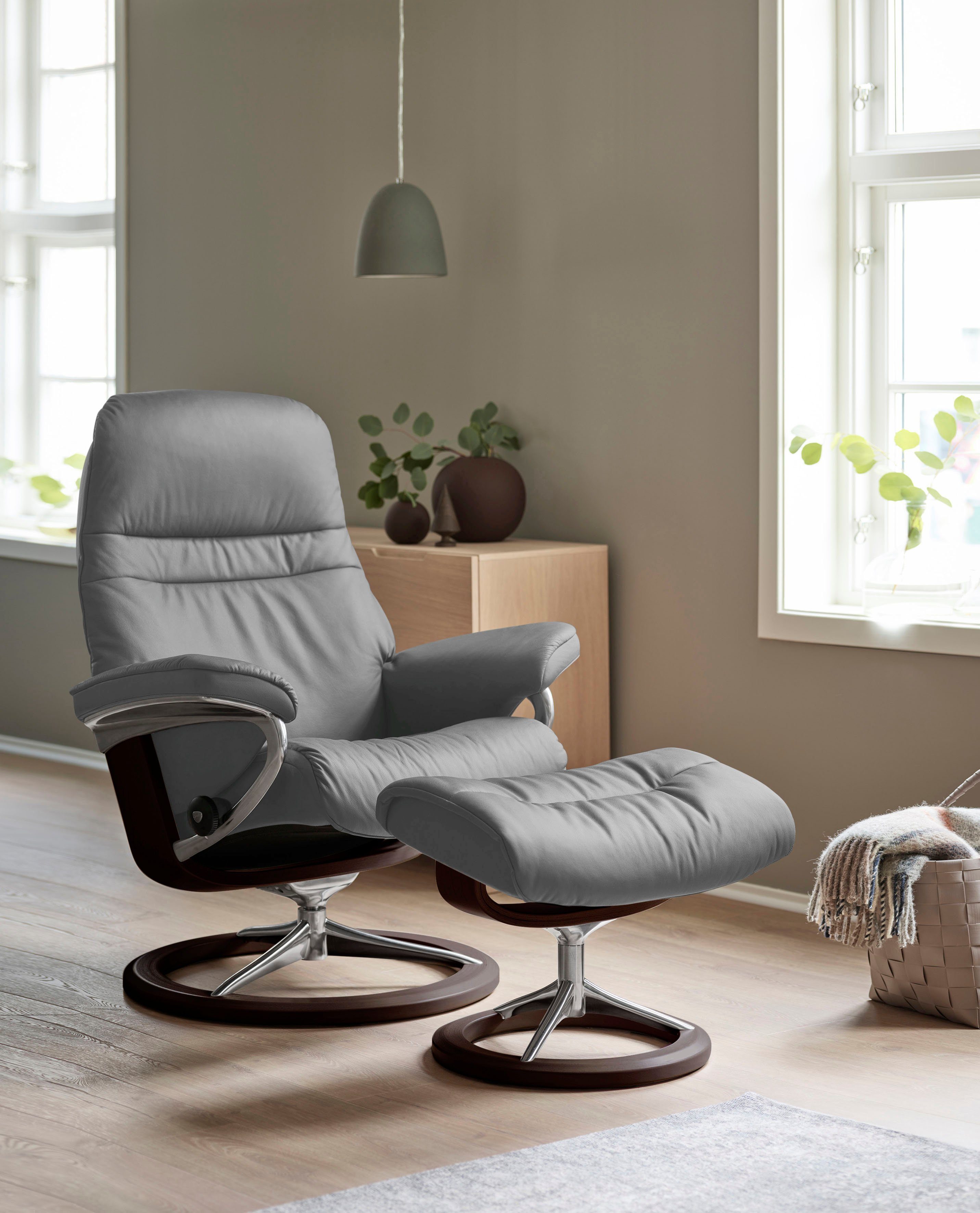 Relaxsessel Signature mit Sunrise mit Base, Stressless® Größe L, Hocker), Braun Relaxsessel (Set, Gestell