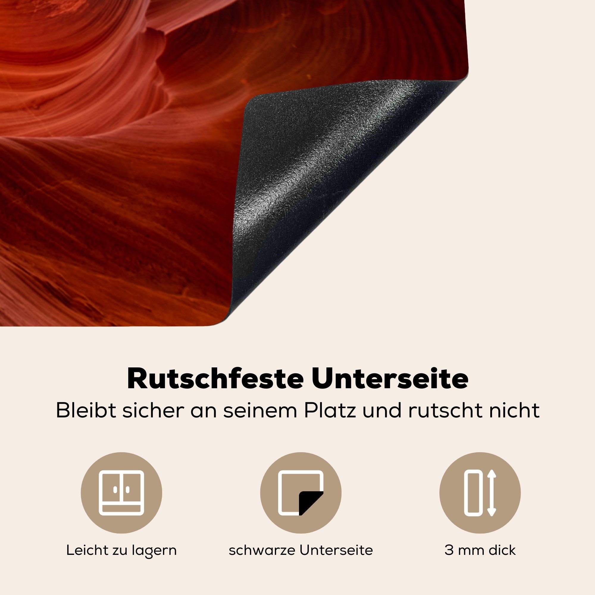 cm, Induktionskochfeld (1 des die Ceranfeldabdeckung Vinyl, Felswände Schutz MuchoWow 81x52 Herdblende-/Abdeckplatte USA, tlg), den in für küche, Antelope Canyon