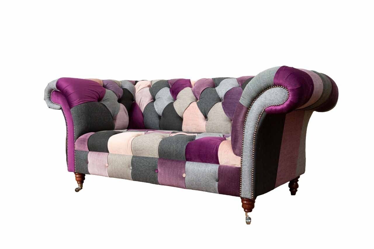 JVmoebel Sofa Buntes Chesterfield Stoffsofa Couch Polster Design 2 Sitzer Textil, Made in Europe