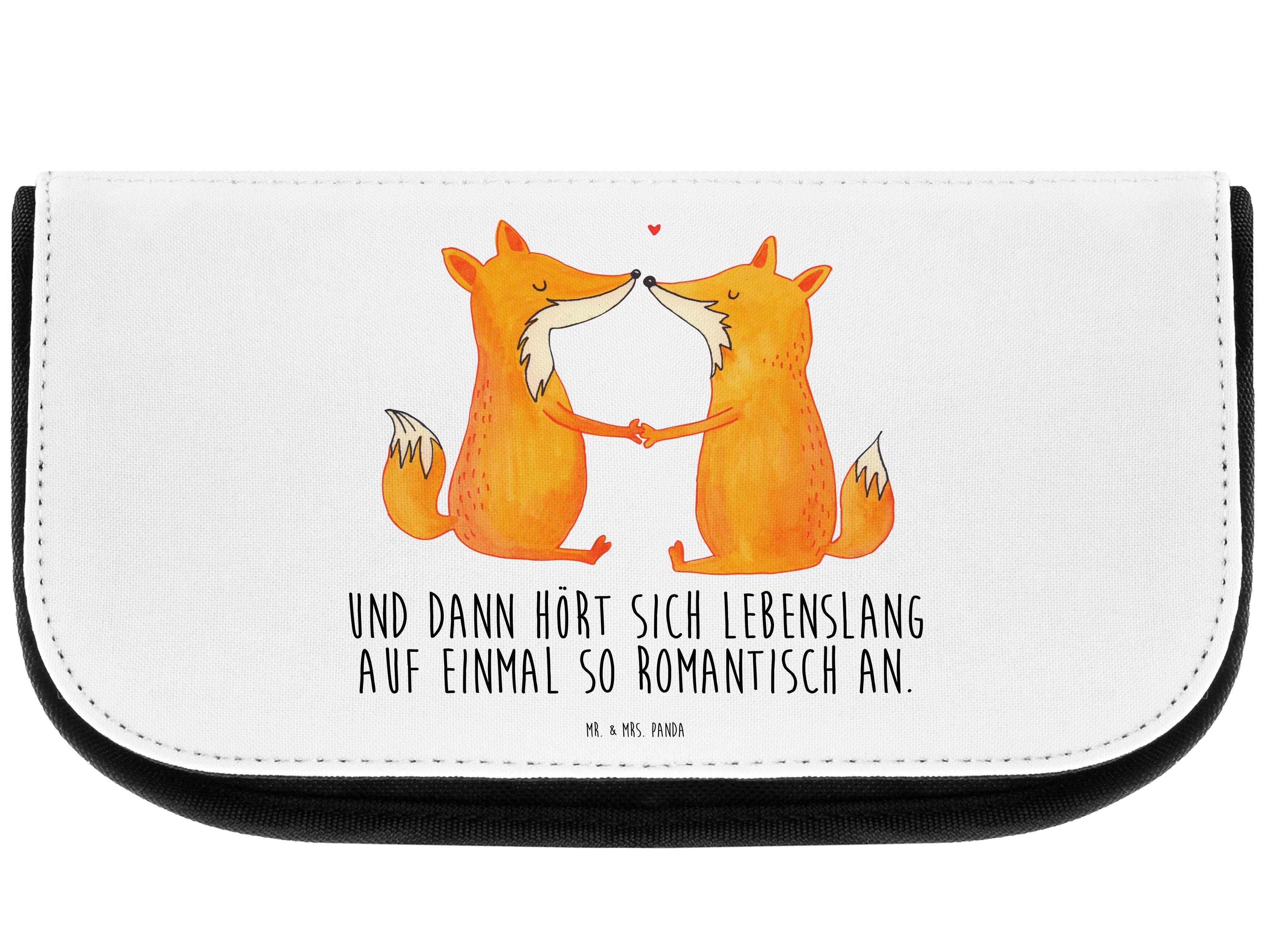 Mr. & Mrs. Panda Kosmetiktasche Füchse Liebe - Weiß - Geschenk, Verlobte, Ehe, Kosmetikbeutel, Eheman (1-tlg)