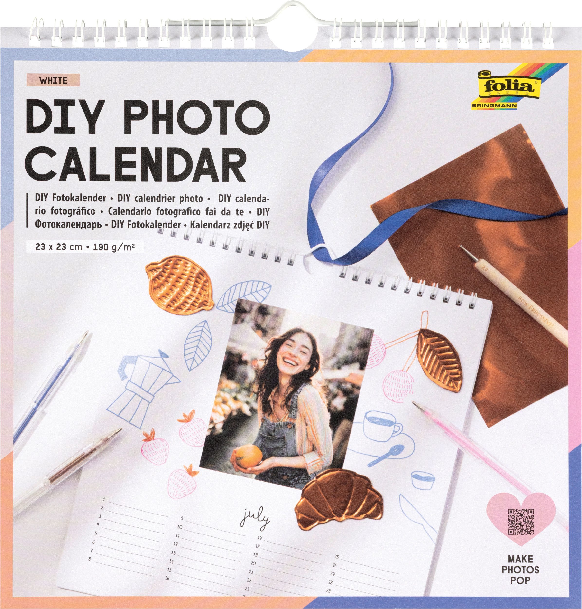 Folia Bastelkalender DIY Fotokalender "White", 13 Bogen