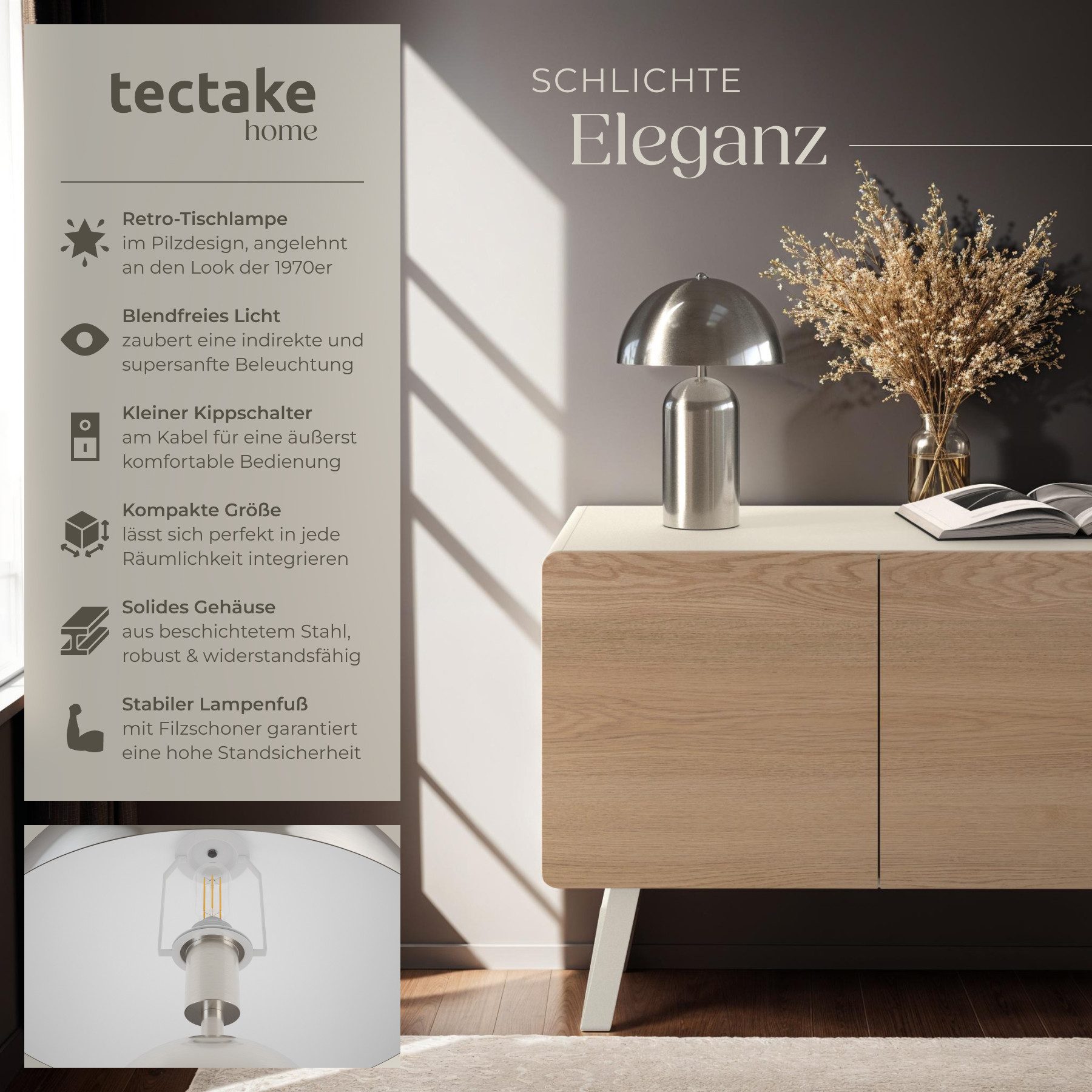tectake Schreibtischlampe Retro-Tischlampe, Kleine Retro-Tischleuchte im günstig online kaufen