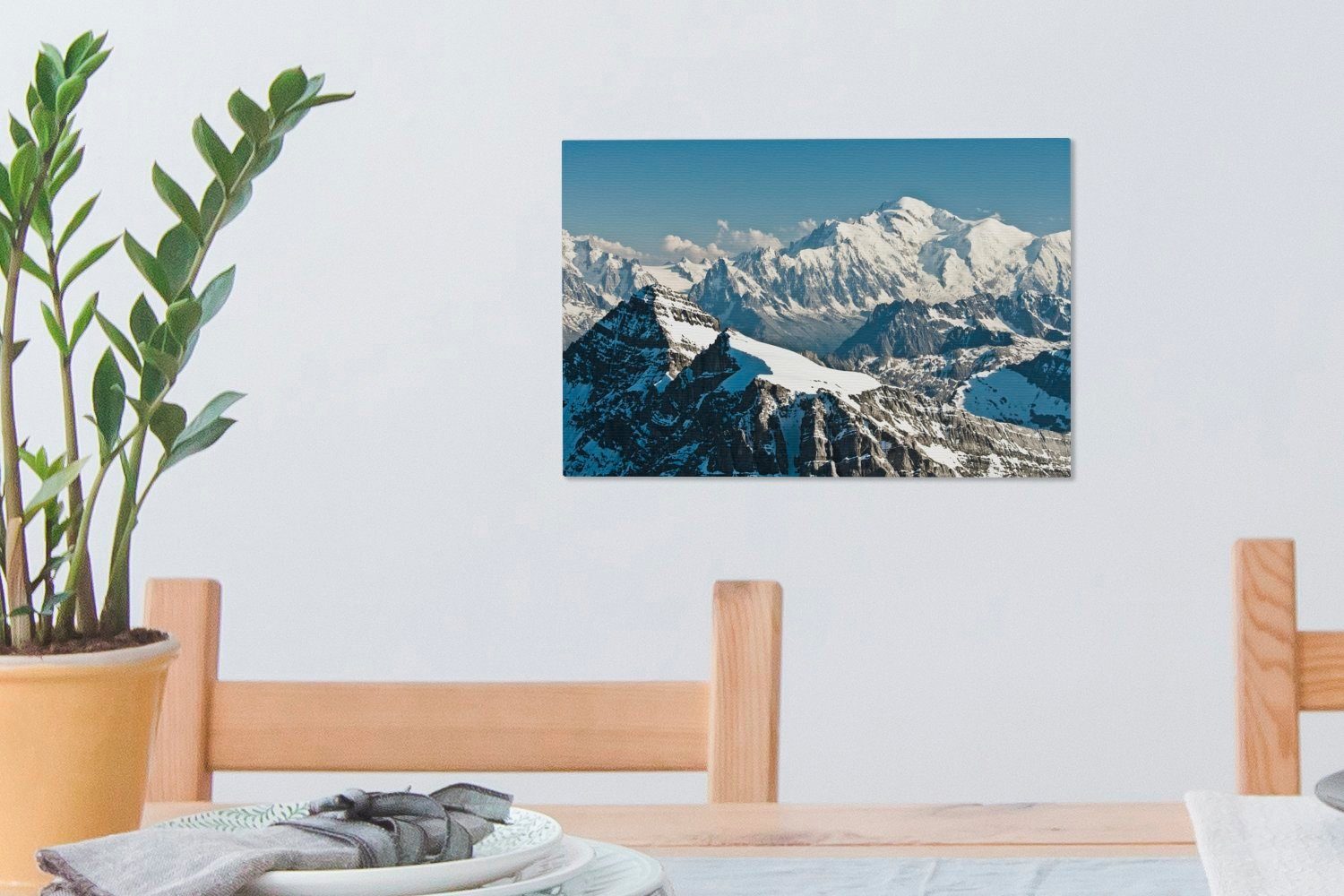 OneMillionCanvasses® Leinwandbild Europas cm mit Mont Gipfeln, St), Wanddeko, höchster Blanc weißen Wandbild 30x20 Aufhängefertig, vielen Berg (1 Leinwandbilder