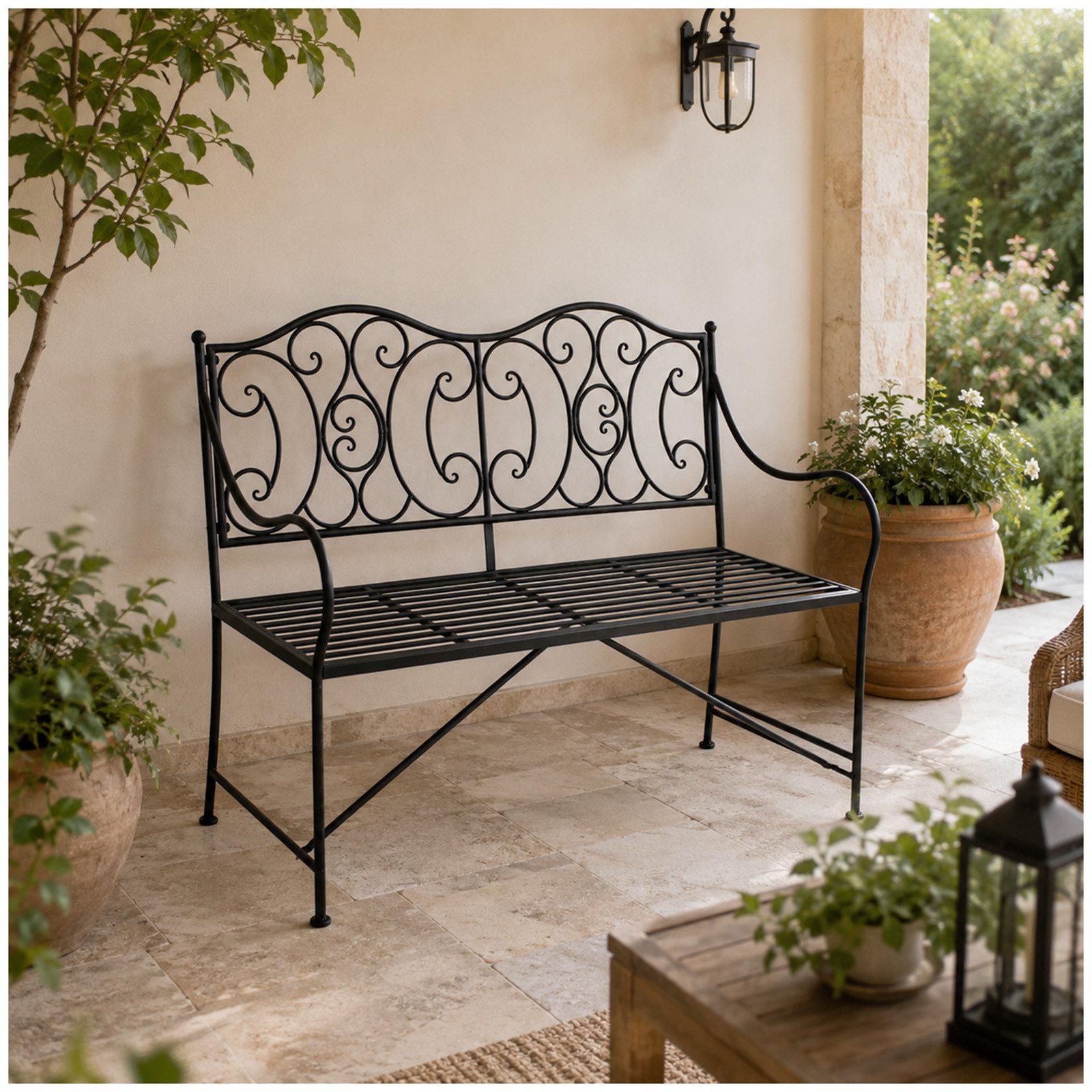 CLP Eisentisch Sheela Im Jugendstil – Antik-grün, 76 Cm Durchmesser, Mit Geschwungenen Beinen Und Verzierungen, Handgefertigt, Für Garten Und Terrasse