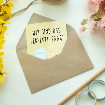 Mr. & Mrs. Panda Grußkarte Milch Keks - Gelb Pastell - Geschenk, Gute Laune, Einladungskarte, Gr, Hochwertiger Karton