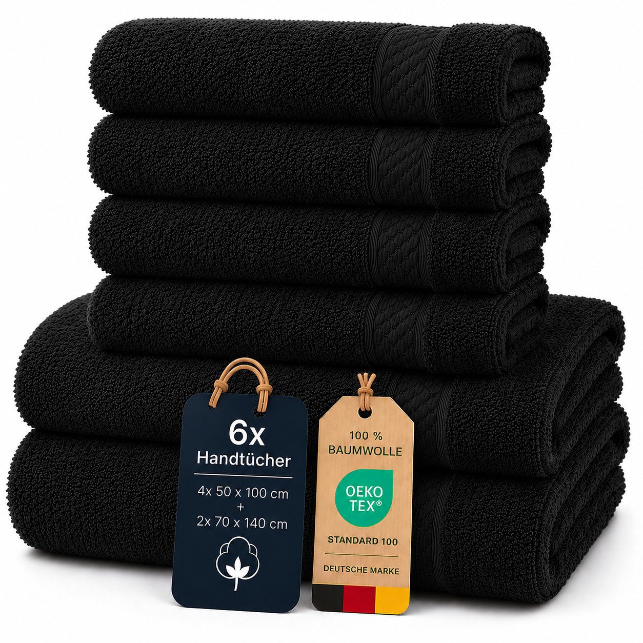 Komfortec Handtuch Set Premium 6er Handtuch & Badetuch Set - 4er 50x100 + 2er 70x140 cm, Frottee (6-St), Frottee (6-St), Badetücher 50x100 and 70x140 cm Set, Weich, Baumwolle