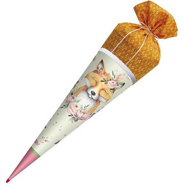 Roth Schultüte Lieblingsstück Funny Fuchs, 70 cm, rund, mit orangefarbigem Stoffverschluss, Spitze