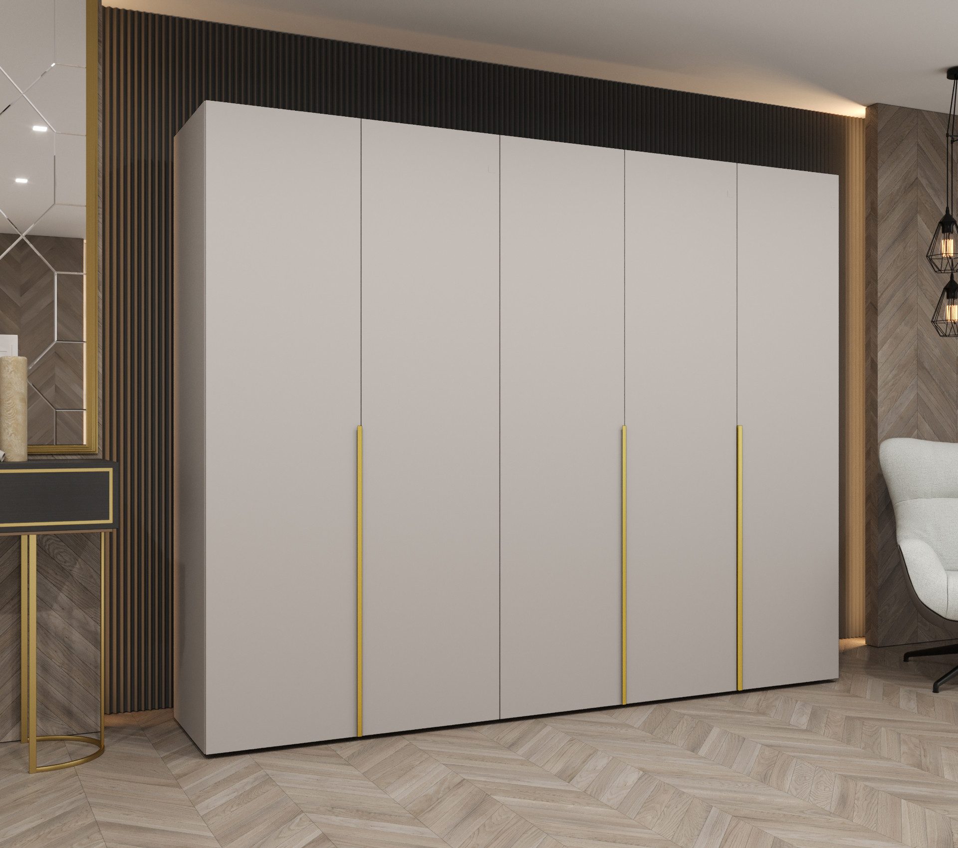ABIKS MÖBEL Drehtürenschrank ALICANTE 1 Schlafzimmerschrank mit Kleiderstange und Regalen
