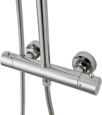 Plumbsys Duschsystem 304 rostfreier Stahlmit Thermostat Wassersparend, mit Handbrause und t Kopfbrause Rechteckig,Thermostat Duschset