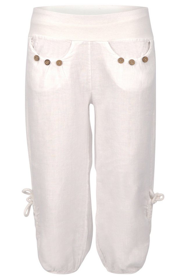 malito more than fashion Caprihose malito Damen Capri Hose aus Leinen, Stoffhose in Unifarben, Freizeit 3/4 Leinenhose