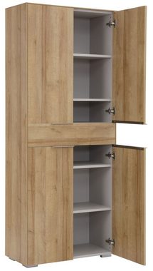 möbelando Aktenschrank 1516 (BxHxT: 81x199x37 cm) in Riviera Eiche mit einer Schublade und 4 Türen