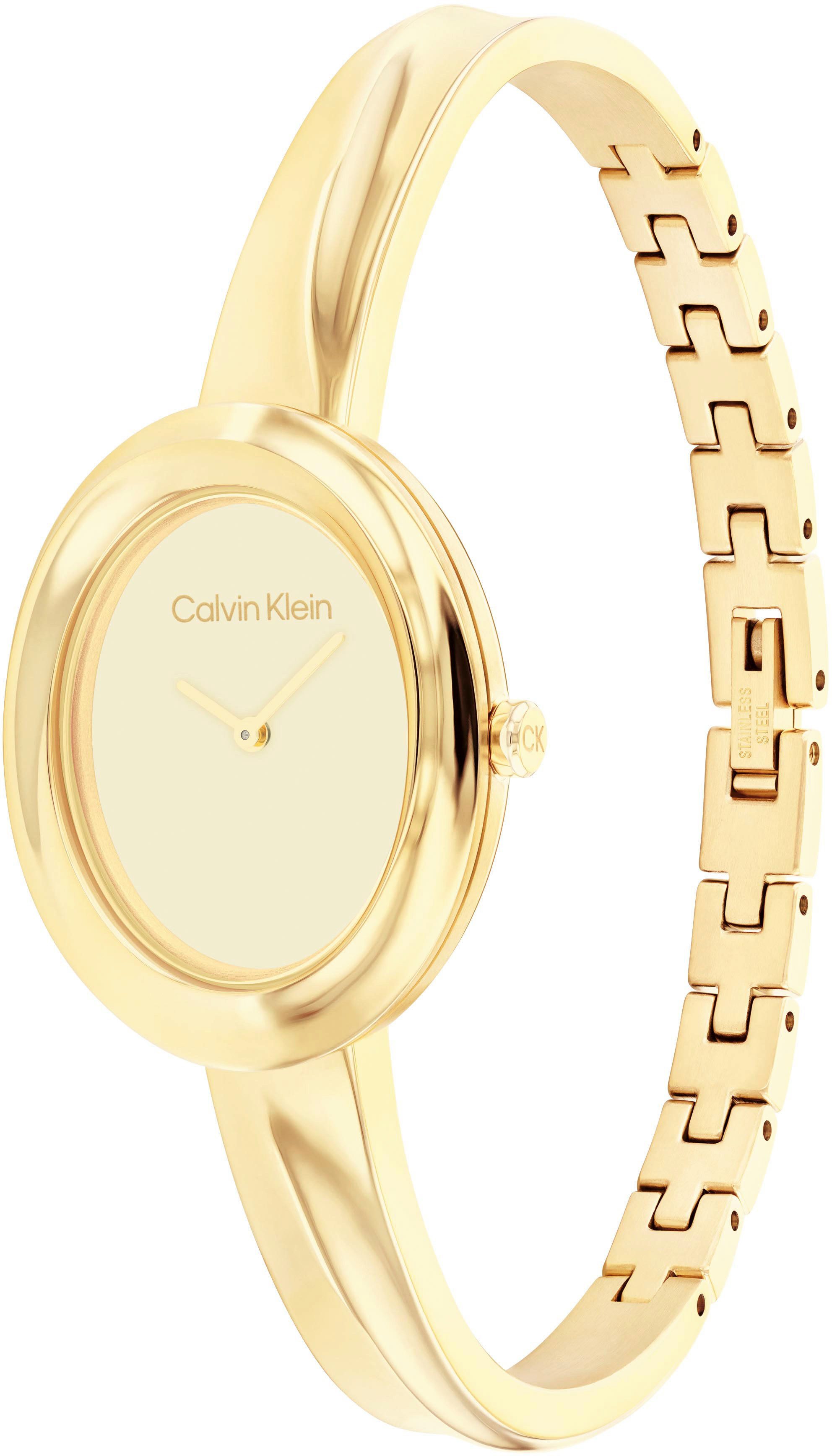 Calvin Klein Quarzuhr Twisted Bezel 25100056, Armbanduhr, Damenuhr, Edelsta günstig online kaufen