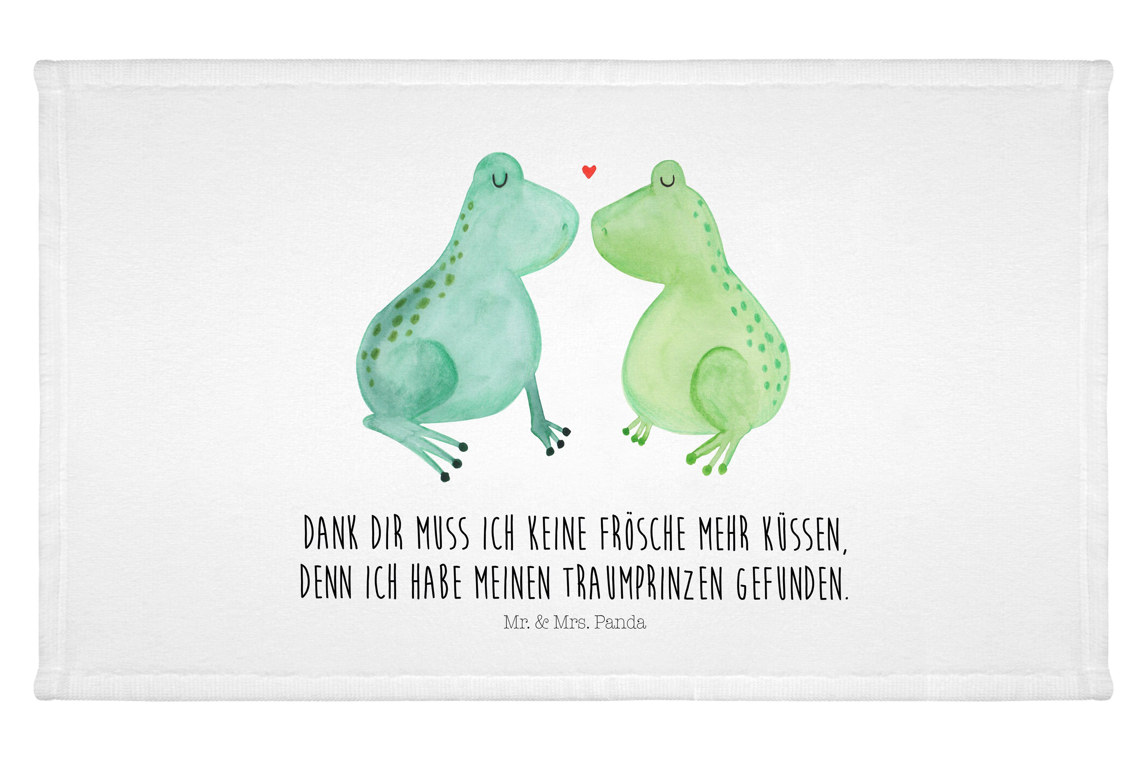 Mr. & Mrs. Panda Handtuch Frosch Liebe - Weiß - Geschenk, Geschenk Freund, Frottier, Verheirate, (1-St)