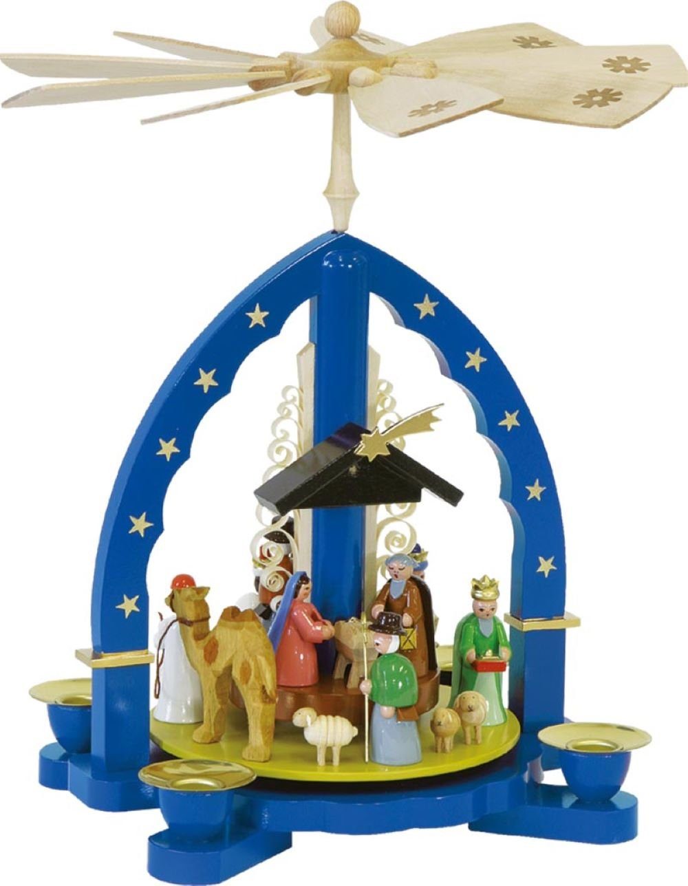 Christi Heiligen original 27cm, blau, Höhe Weihnachtspyramide Richard Erzgebirge Königen Glaesser Drei mit Geburt Handwerkskunst